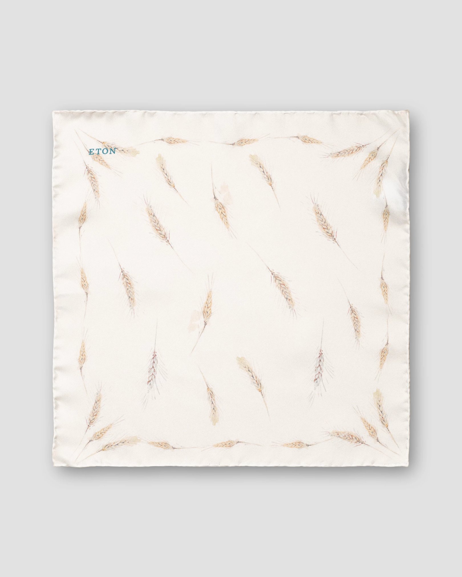 Eton - white wheat print silk pocket square