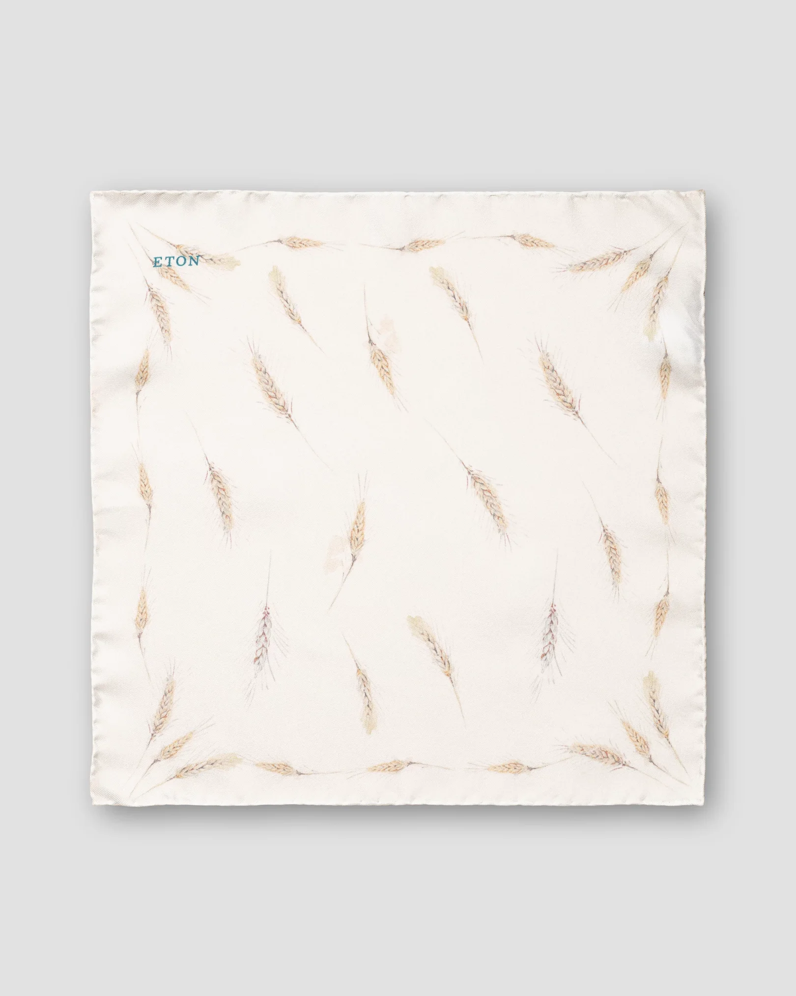 Eton - white wheat print silk pocket square
