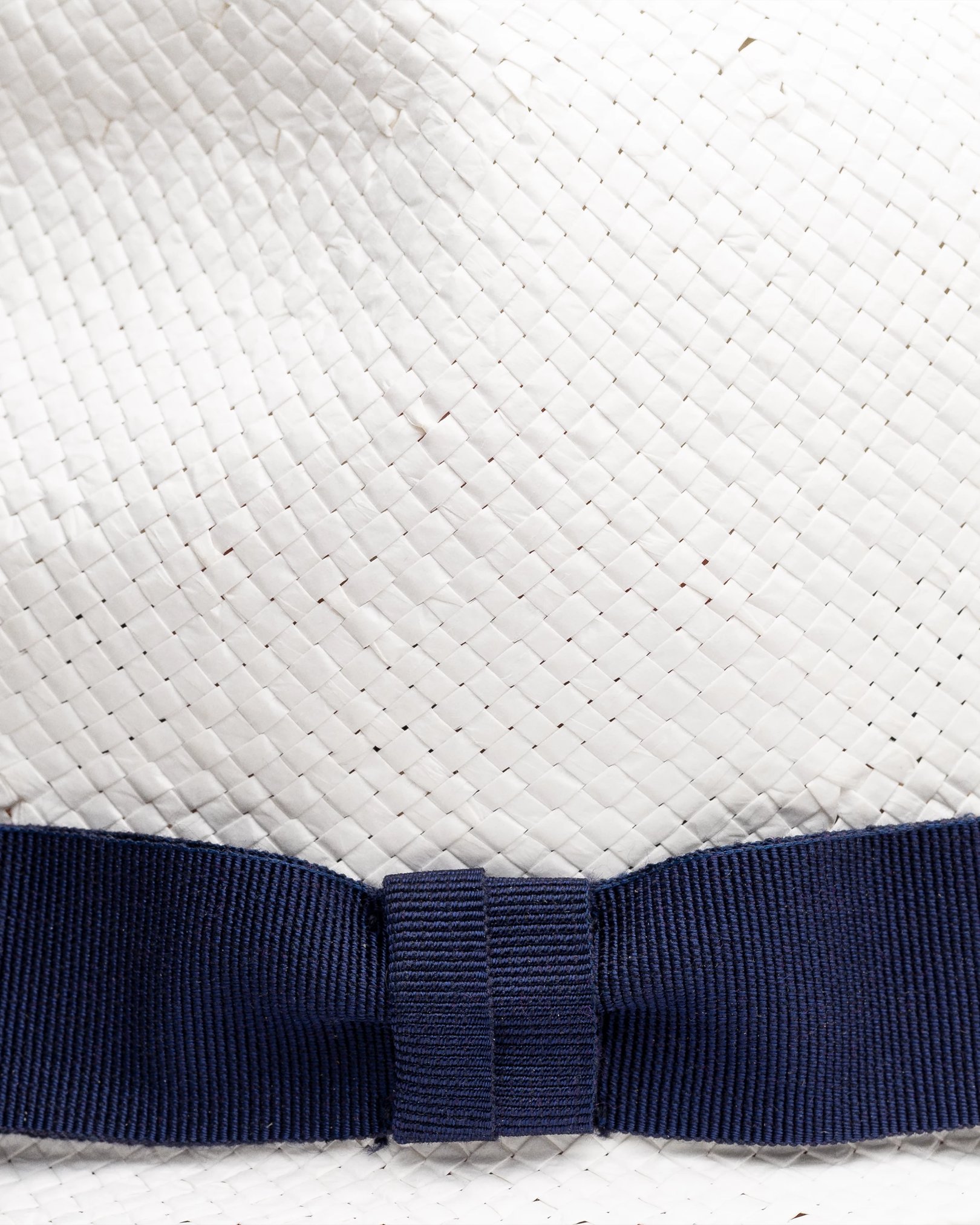 Eton - white straw hat navy ribbon