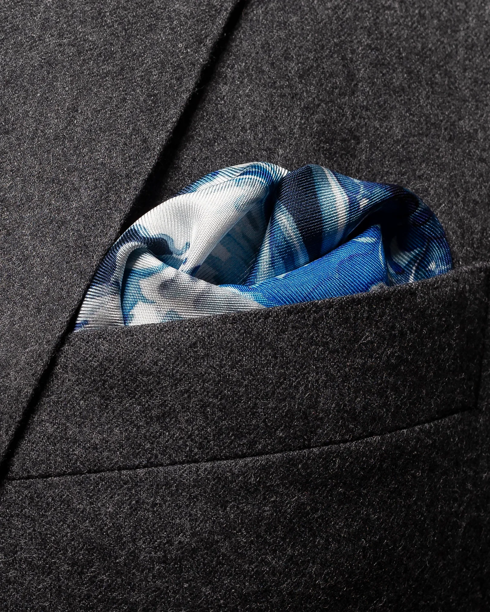 Eton - blue chandelier print silk pocket square