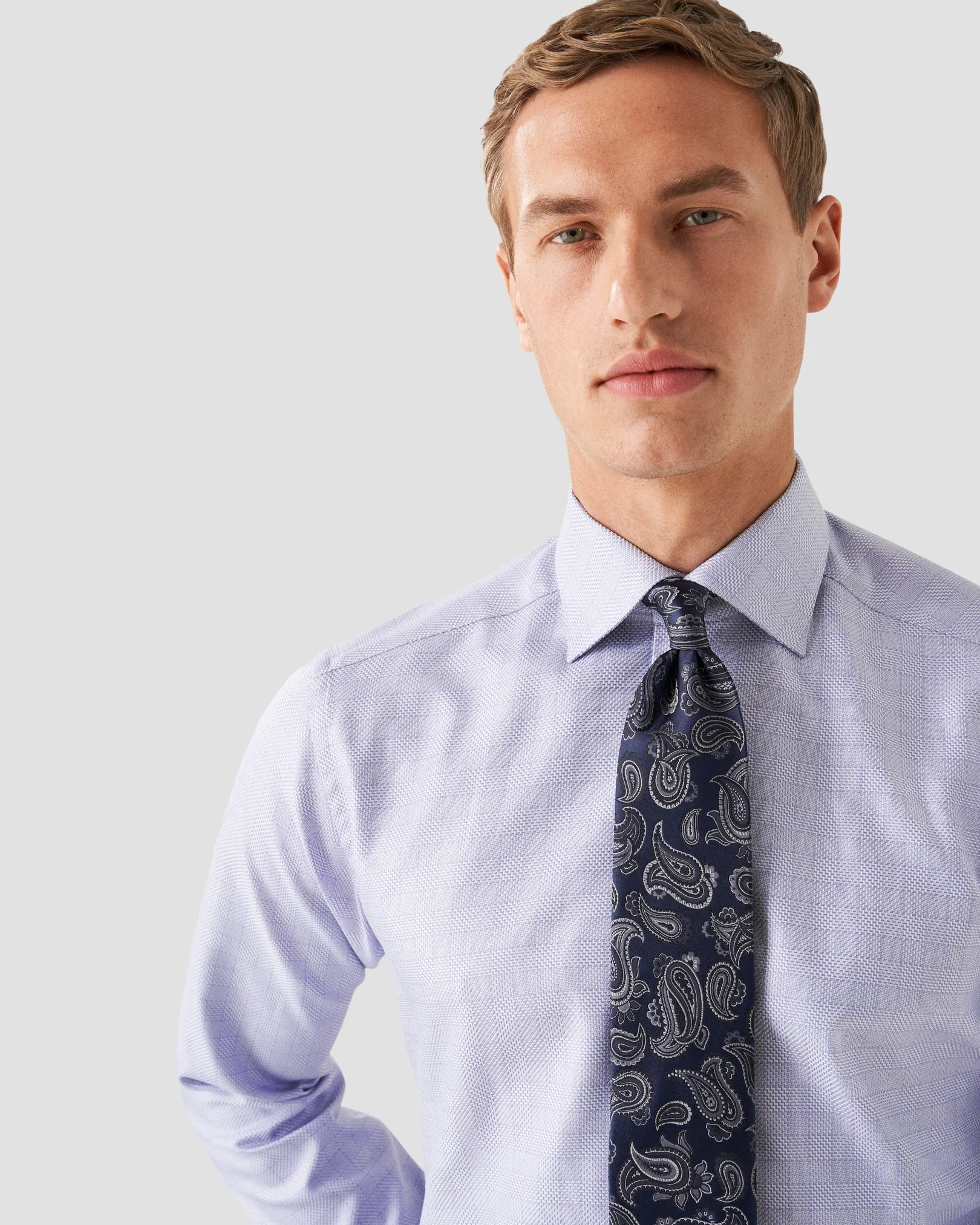 Eton - light purple textured twill