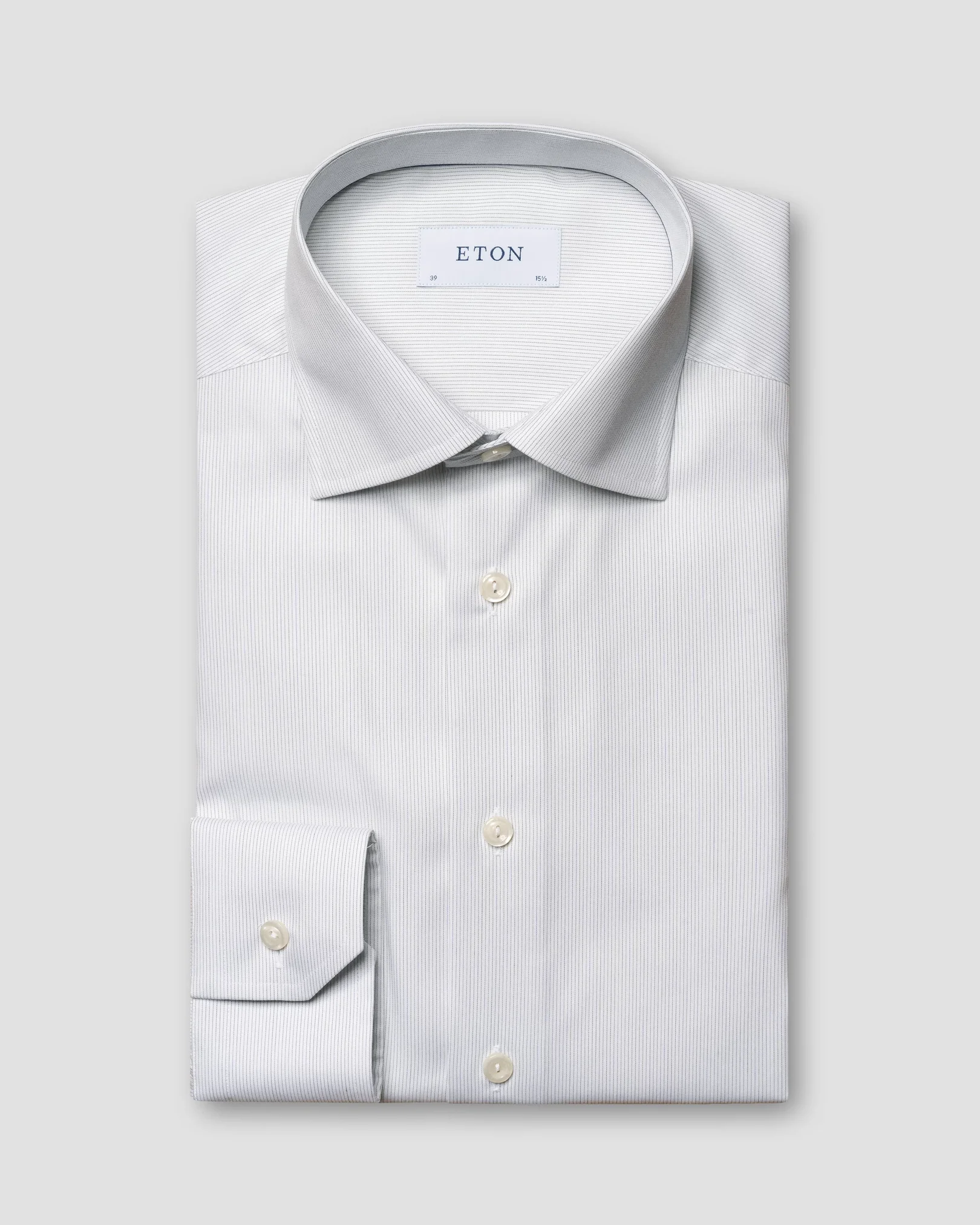 Eton - light green twill hairline shirt