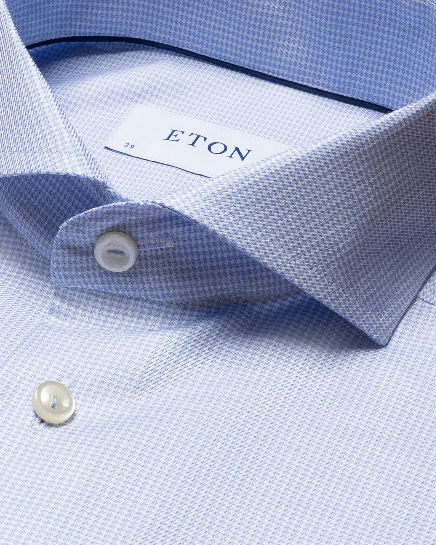 Eton - light blue cotton and tencel extreme cut away single slim