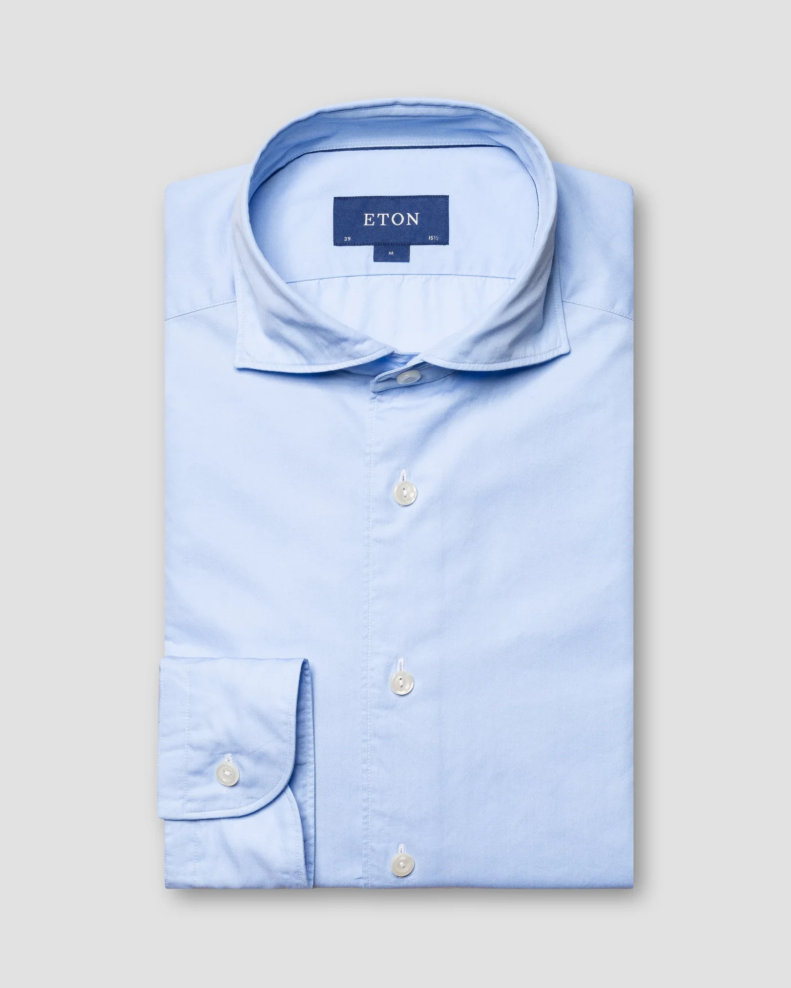 Eton - light blue twill cotton tencel blend