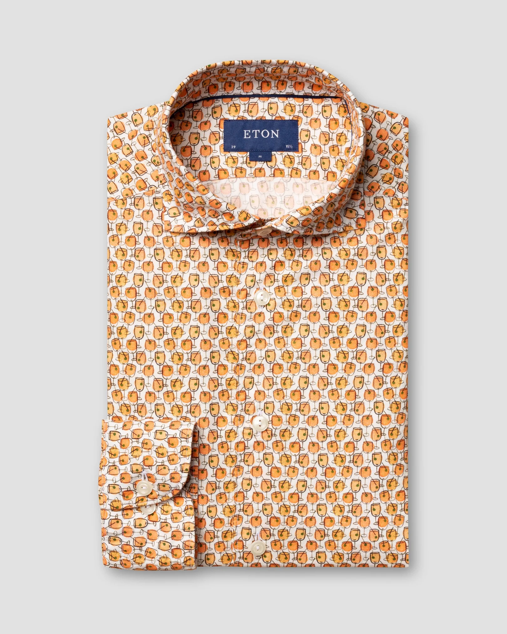 Eton - cocktails print cotton silk shirt