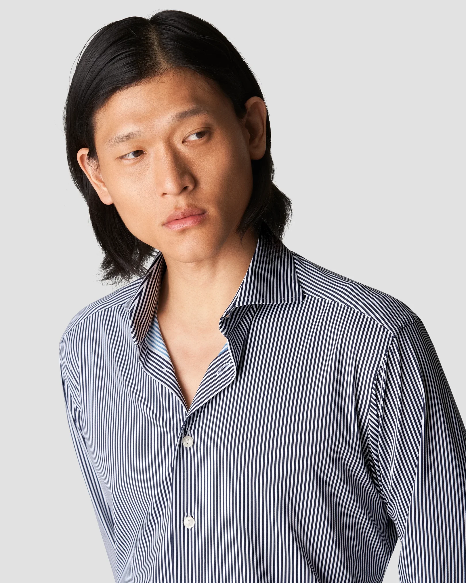 Eton - navy blue four way stretch wide spread
