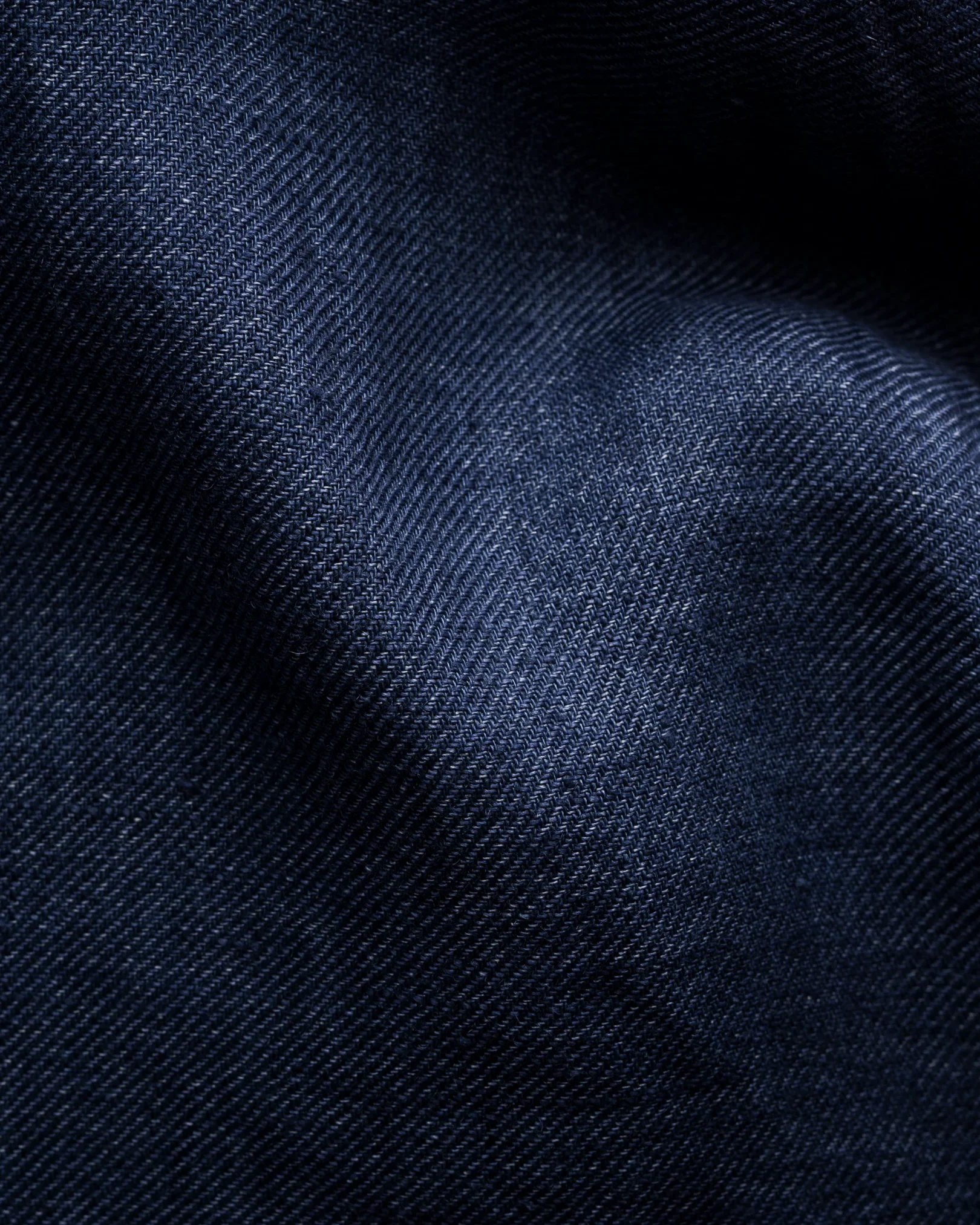 Eton - solid navy linen shirt wide spread