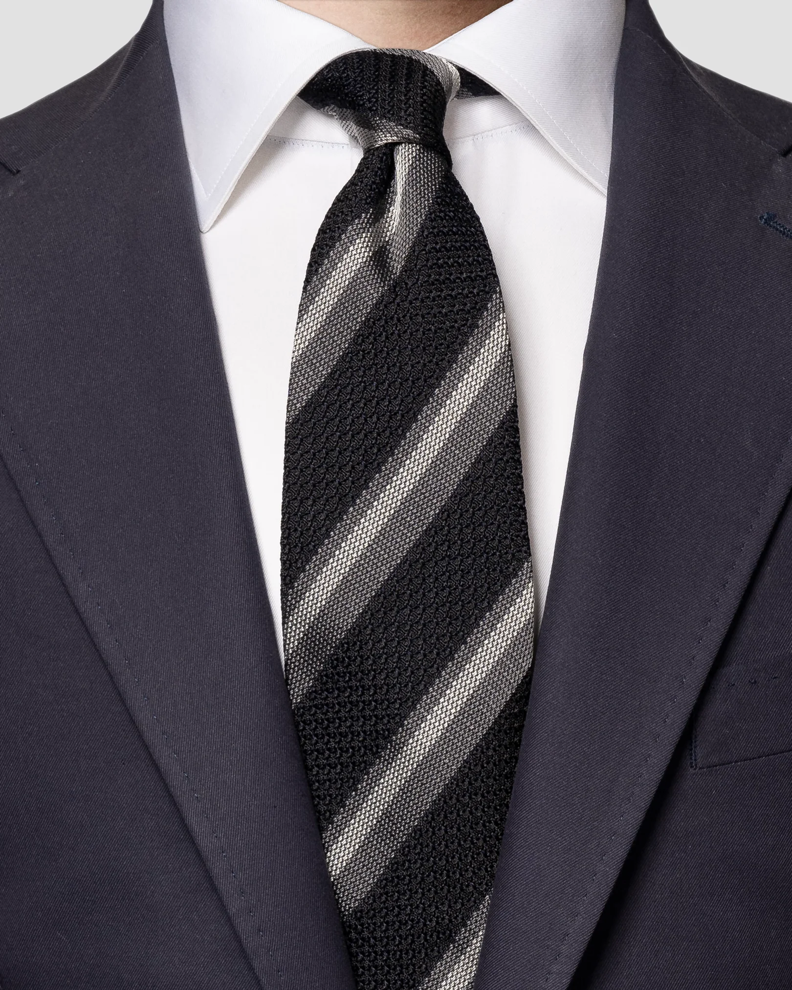 Eton - navy blue striped grenadine tie