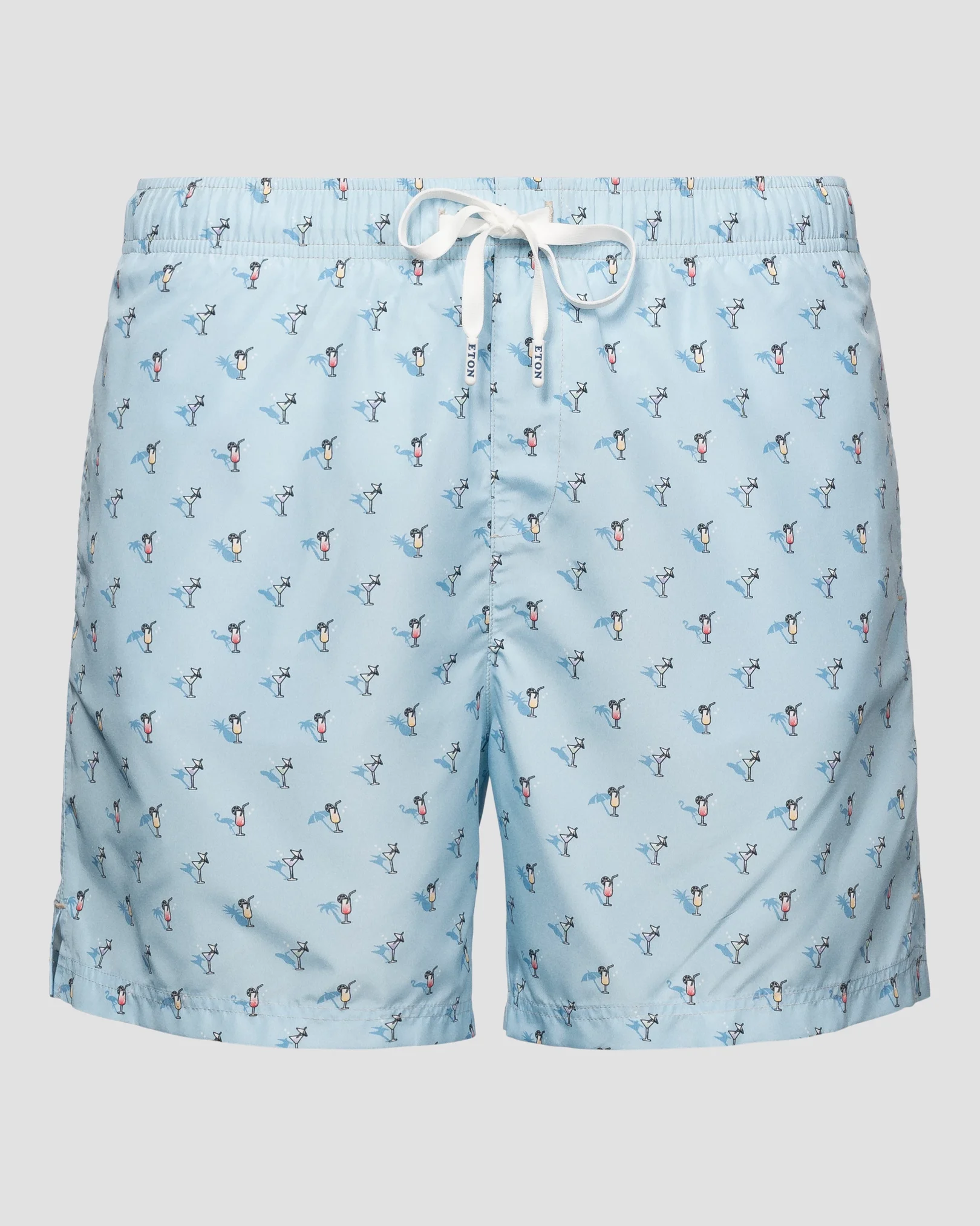 Eton - Light Blue Drinks Print Swim Shorts