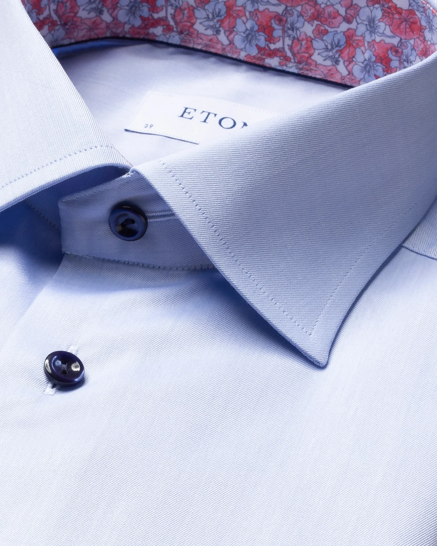 Eton - light blue twill shirt printed details
