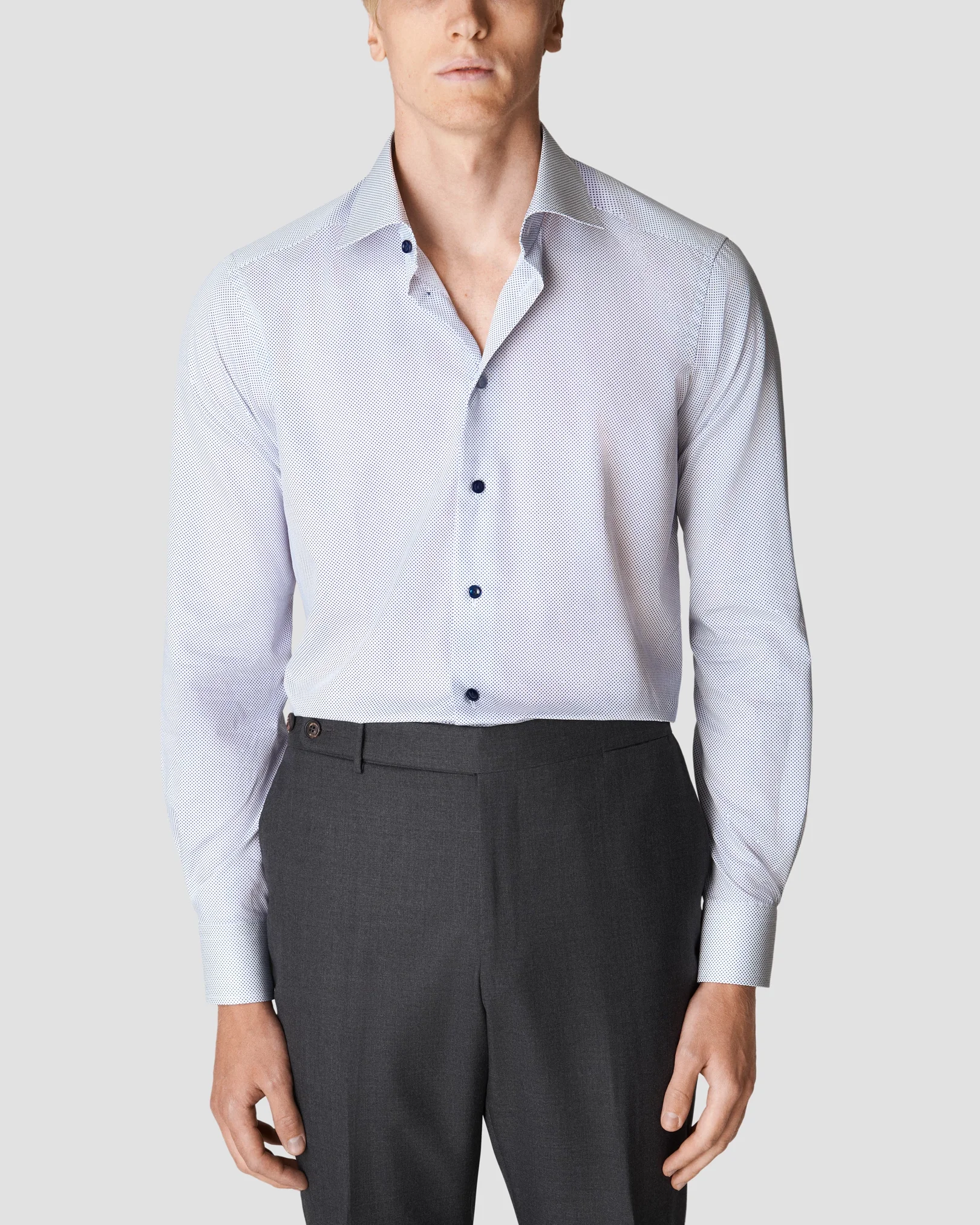 Eton - white signature twill micro dots