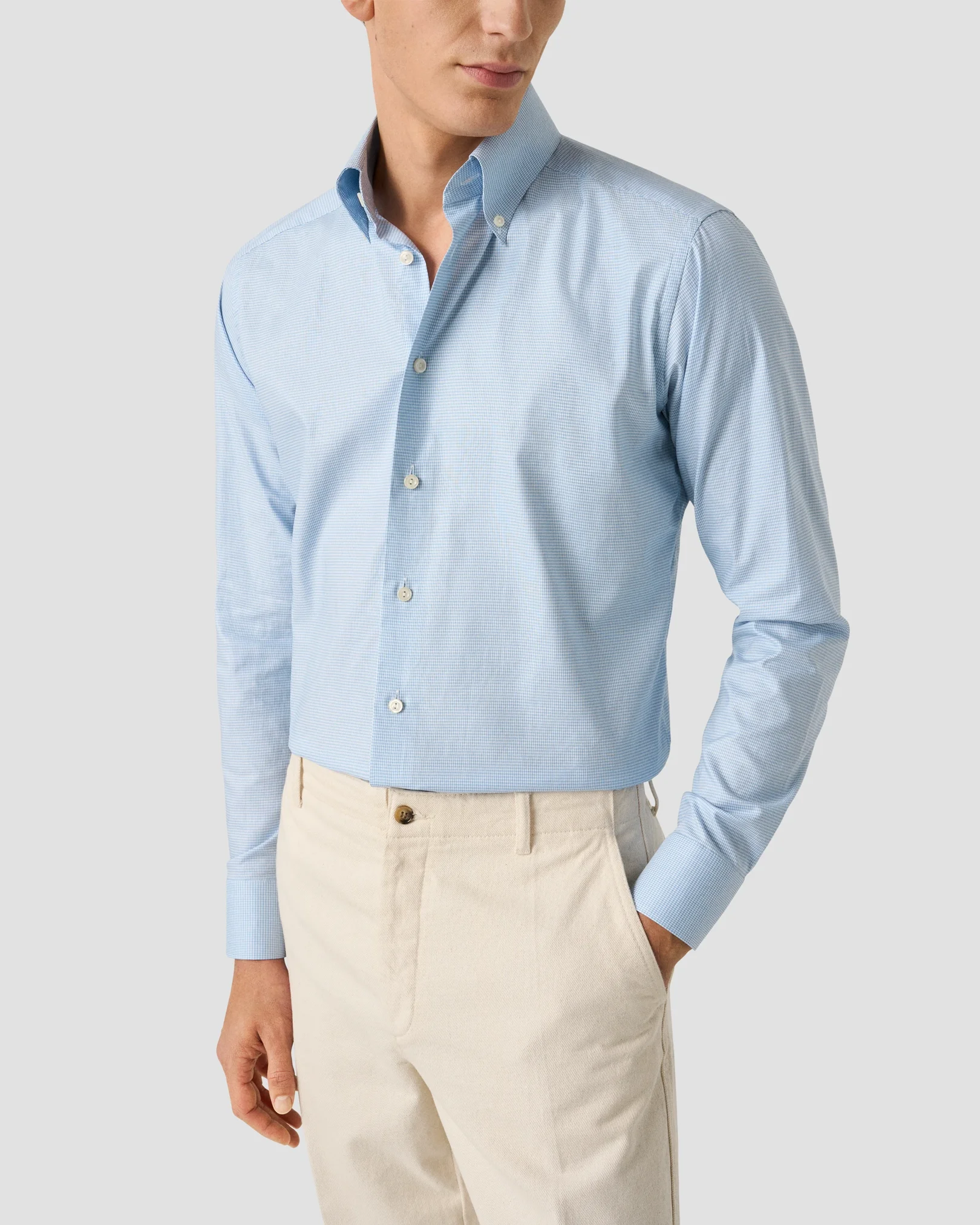 Eton - light blue check signature oxfordshirt