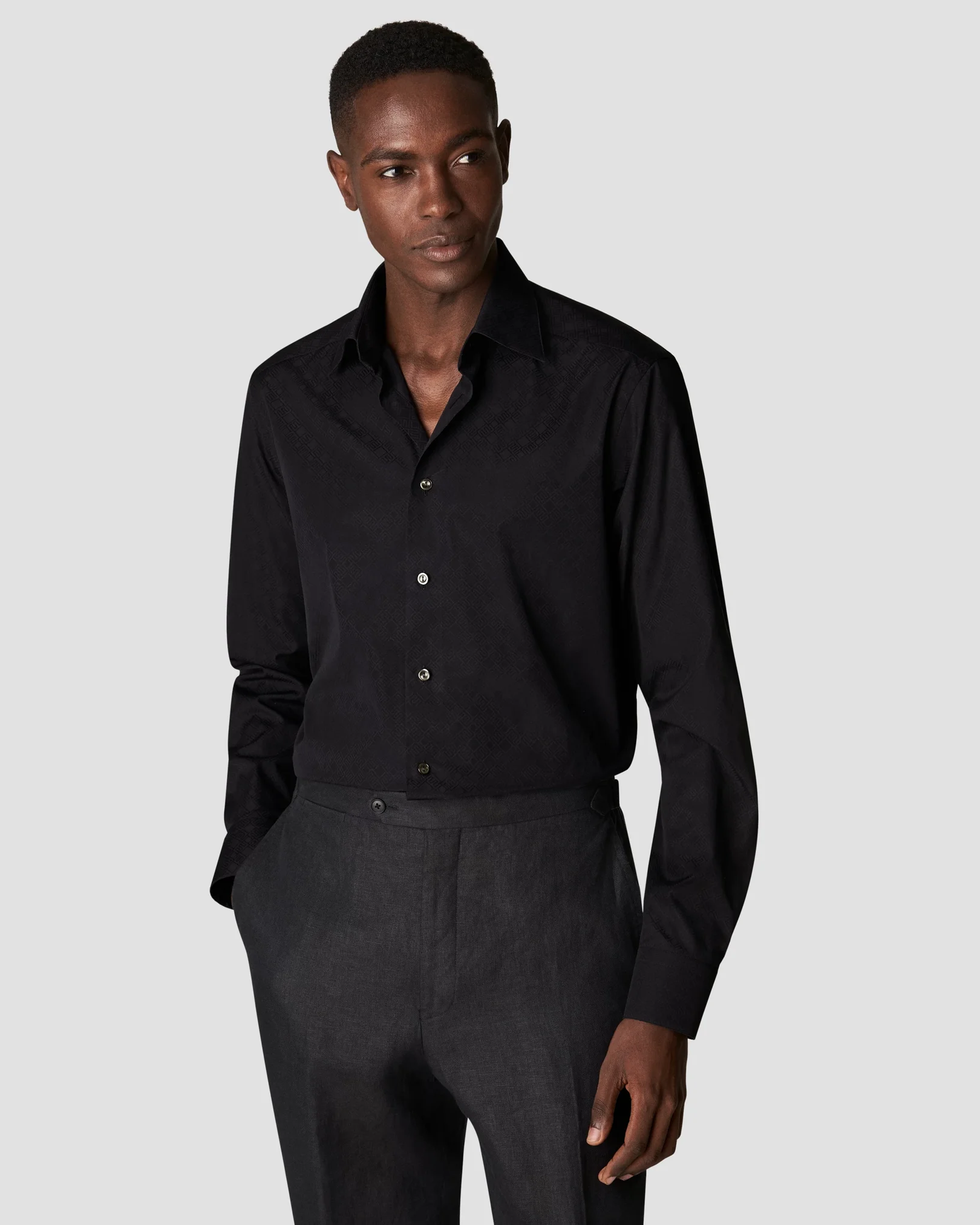 Eton - black jacquard moderate cutaway
