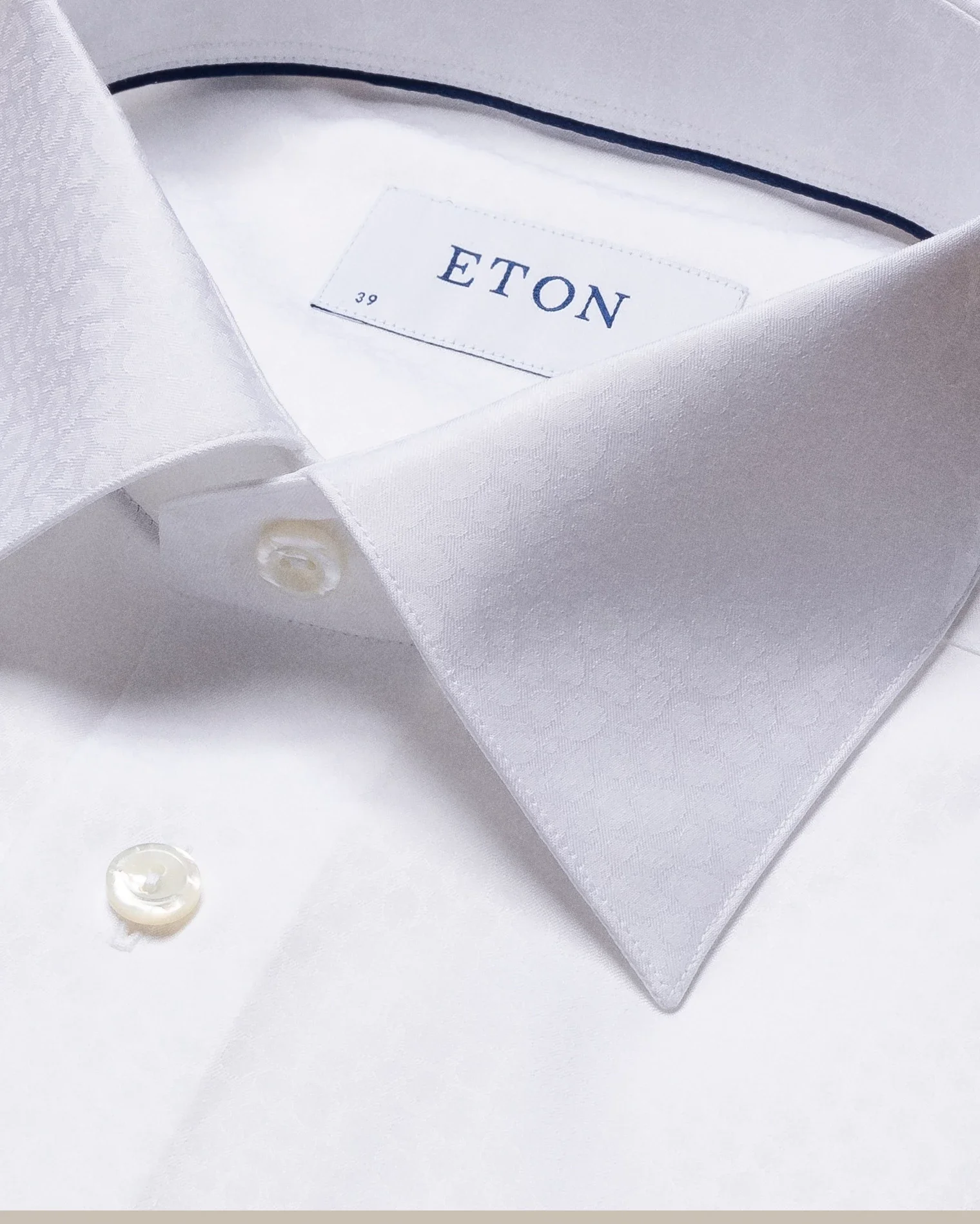 Eton - white leo jacquard shirt moderate cut away