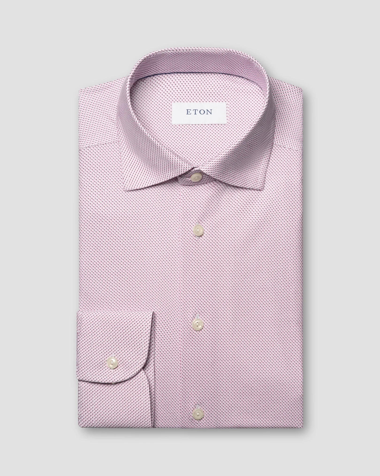 Eton - pink geometric cotton four way stretch shirt
