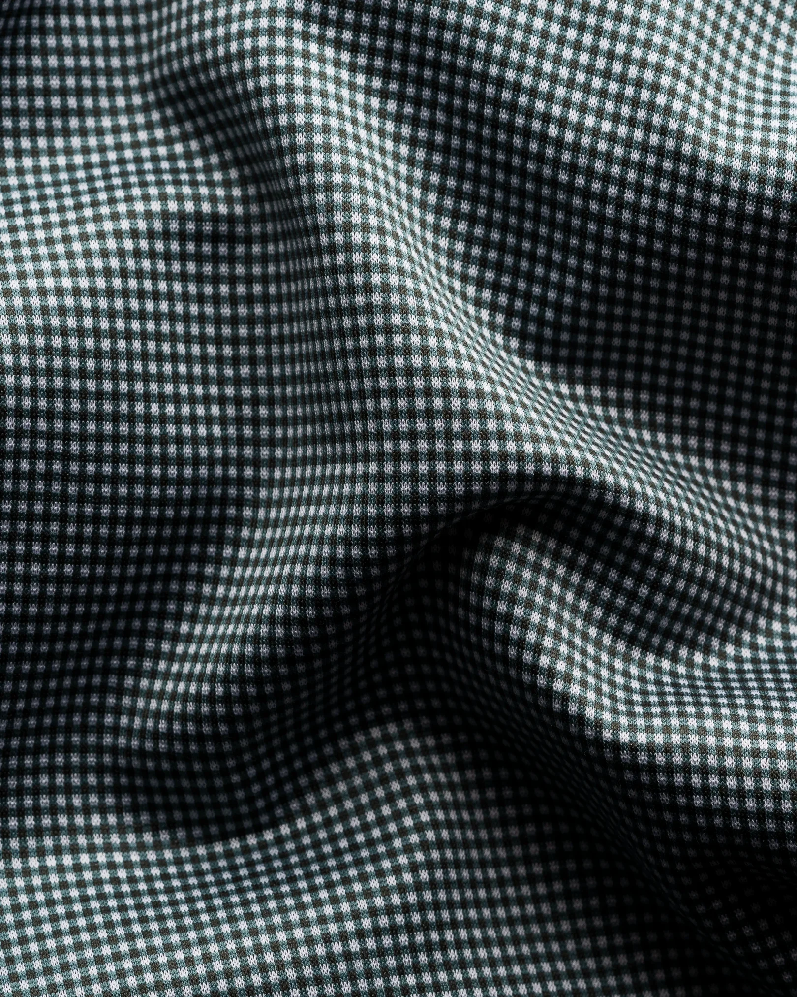 Eton - mid green micro checked king knit shirt