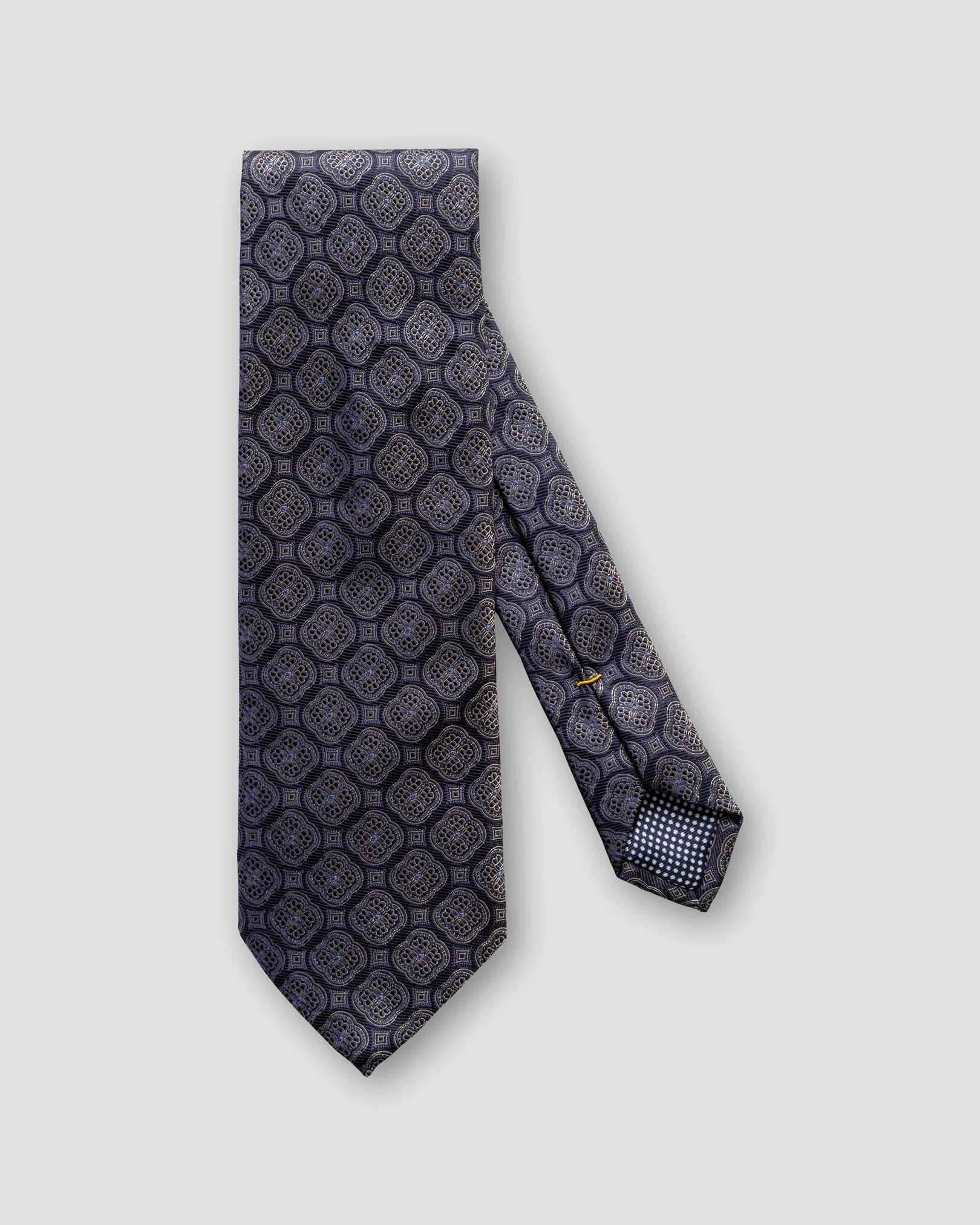 Eton - navy over dimensioned medallions silk tie