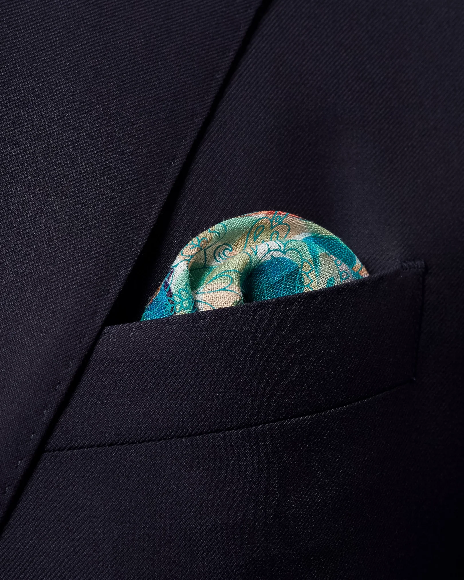 Eton - green blue linen pocket square