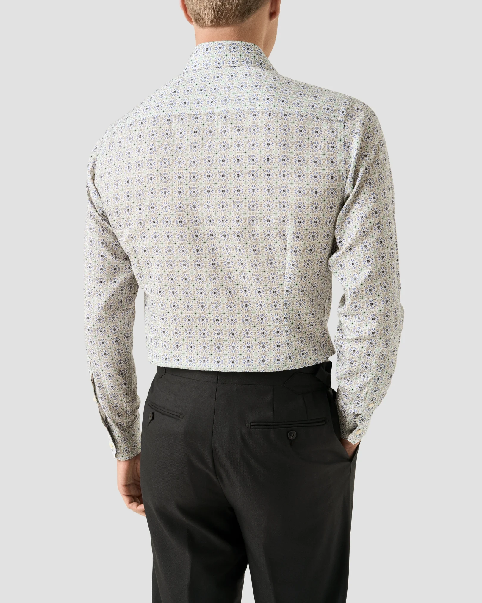 Eton - light blue motif cotton and tencel tm lyocell shirt