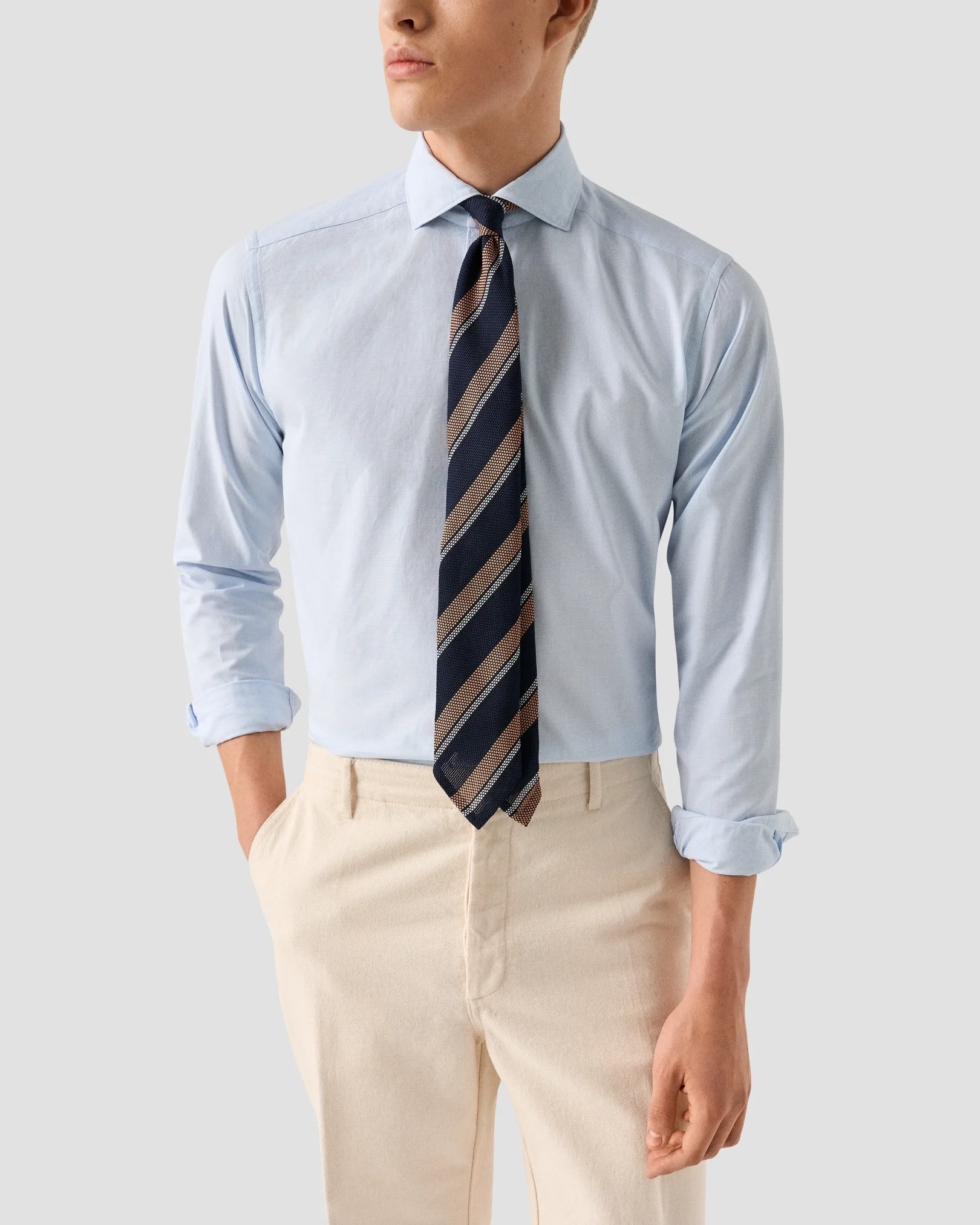 Eton - solid royal oxford shirt light blue