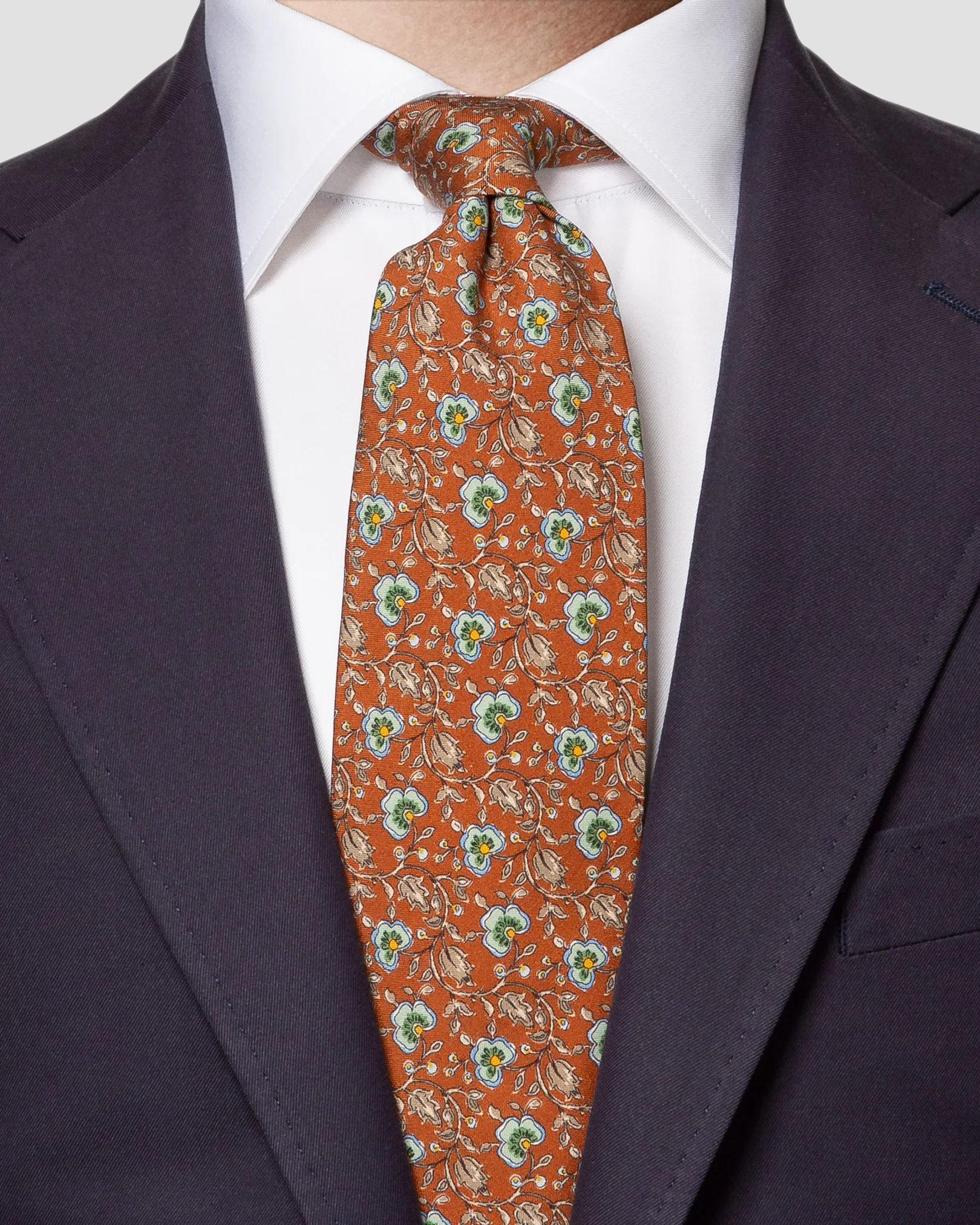 Eton - orange floral silk tie