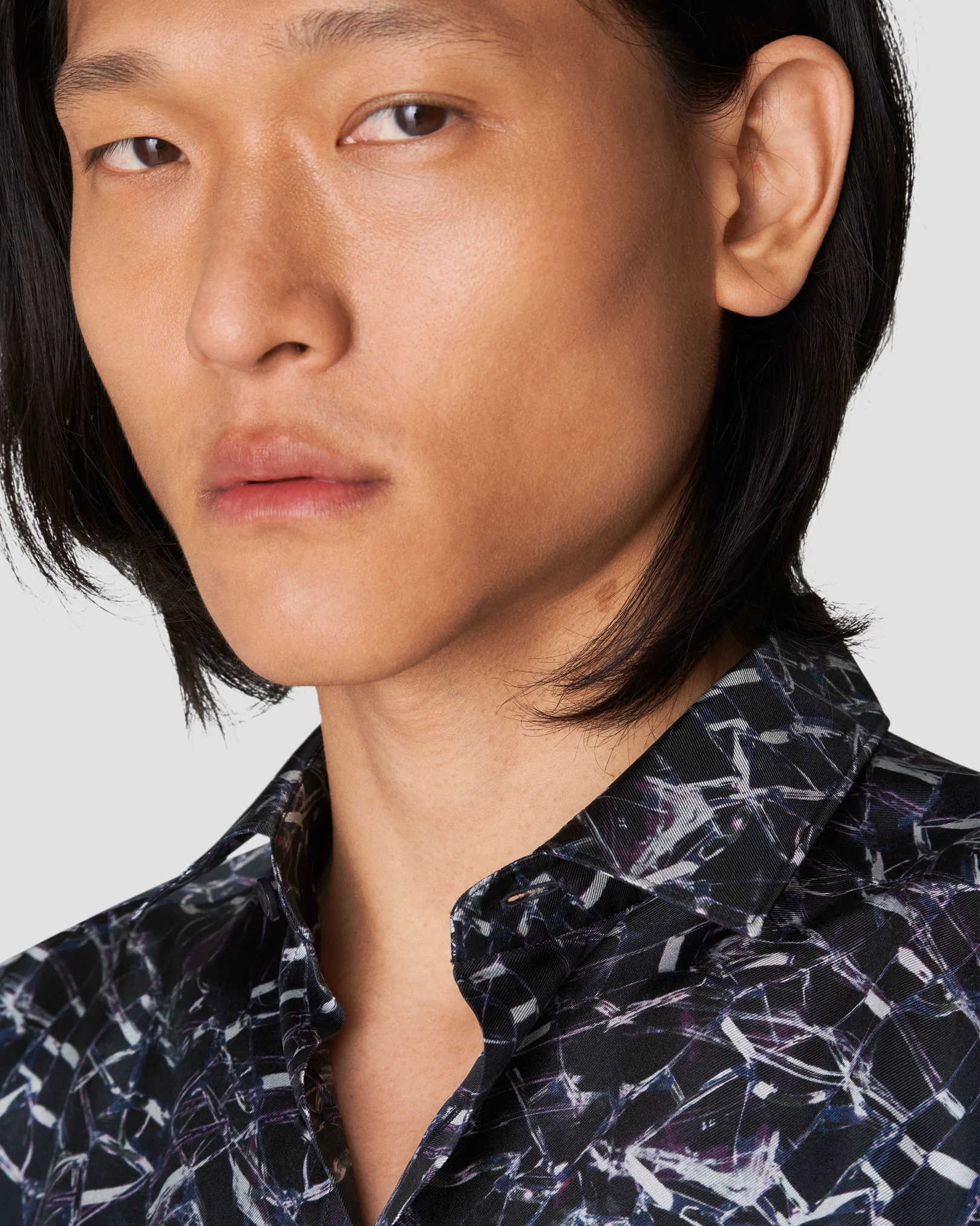 Eton - navy blue silk shirt