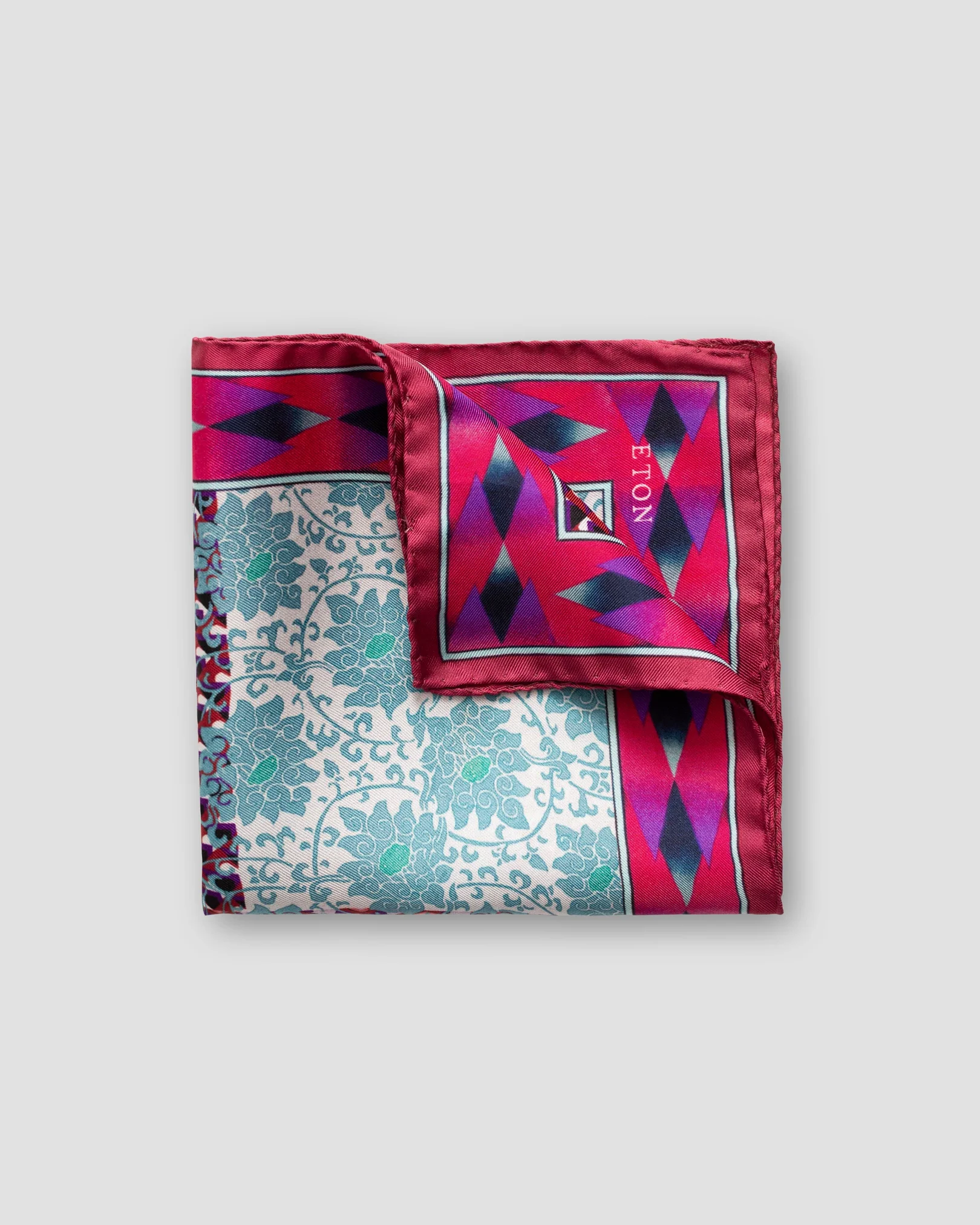 Eton - pink patchwork pocket square