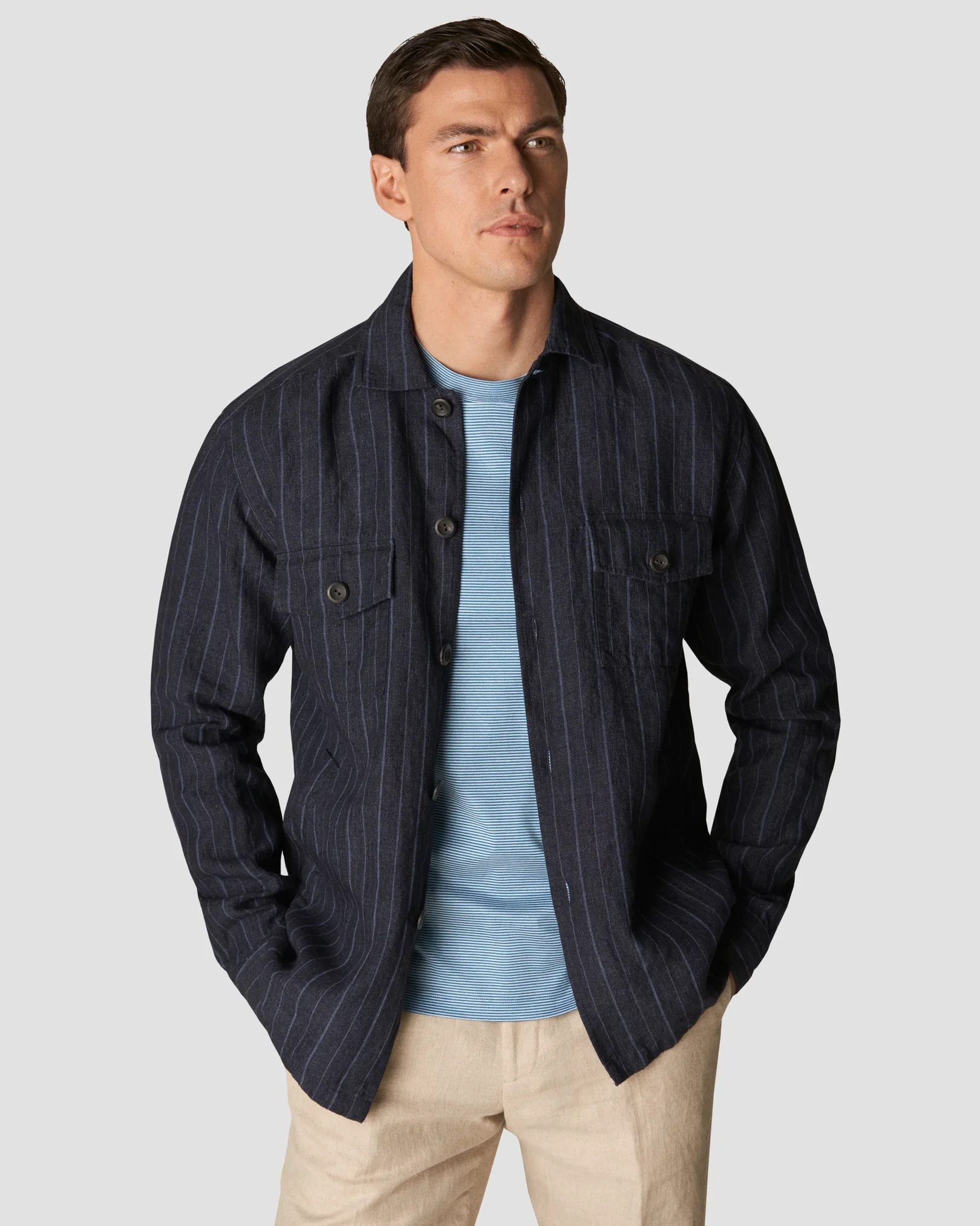 Eton - mid blue interlock t shirt