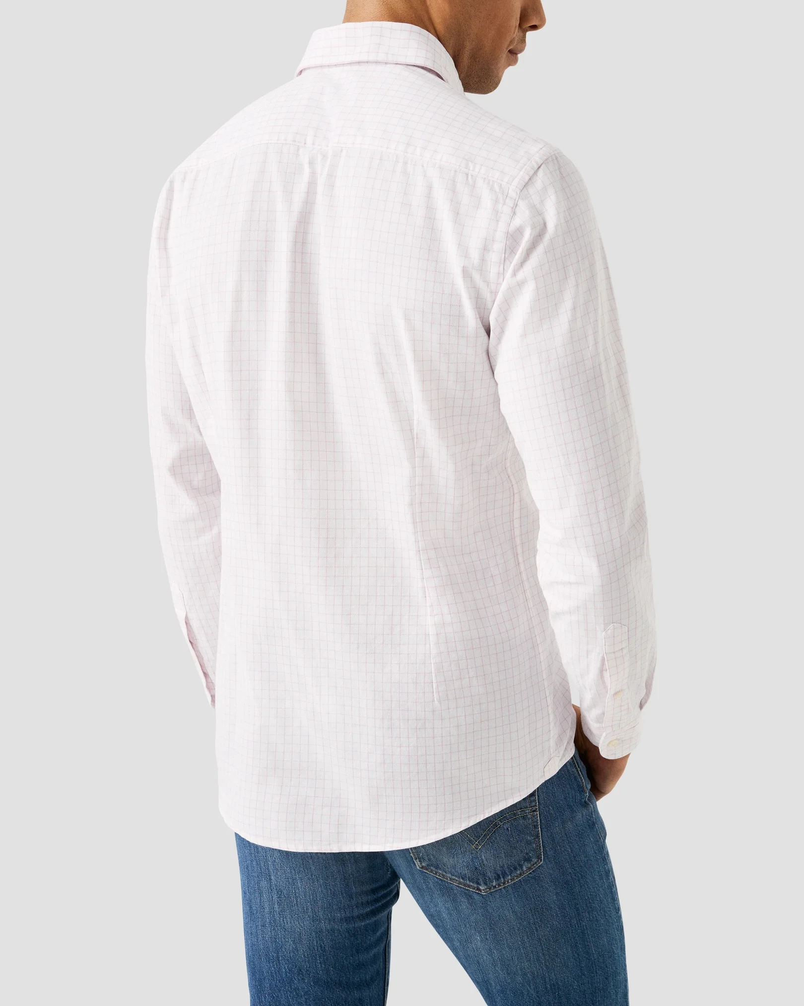 Eton - check royal oxford shirt pink check