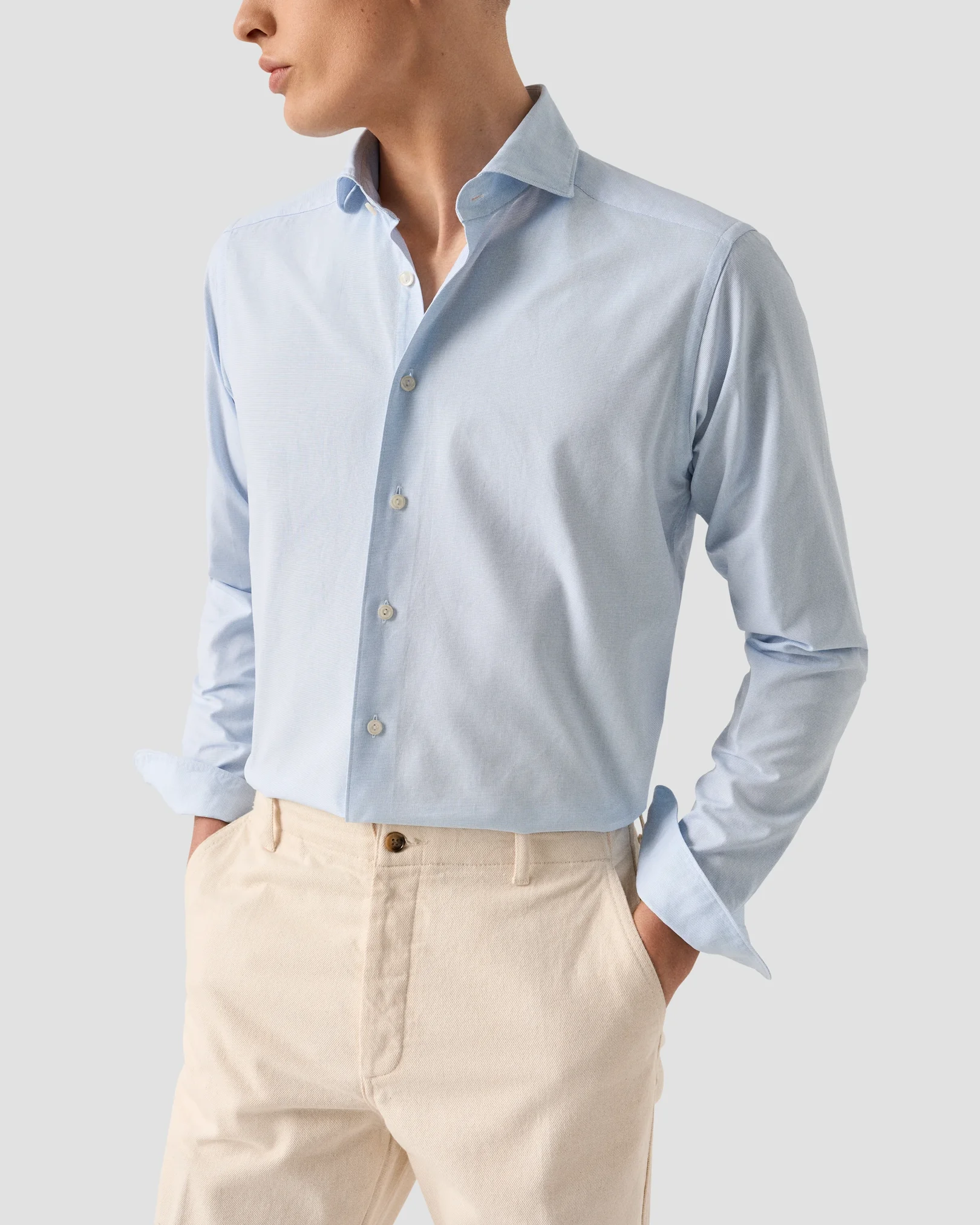 Eton - solid royal oxford shirt light blue