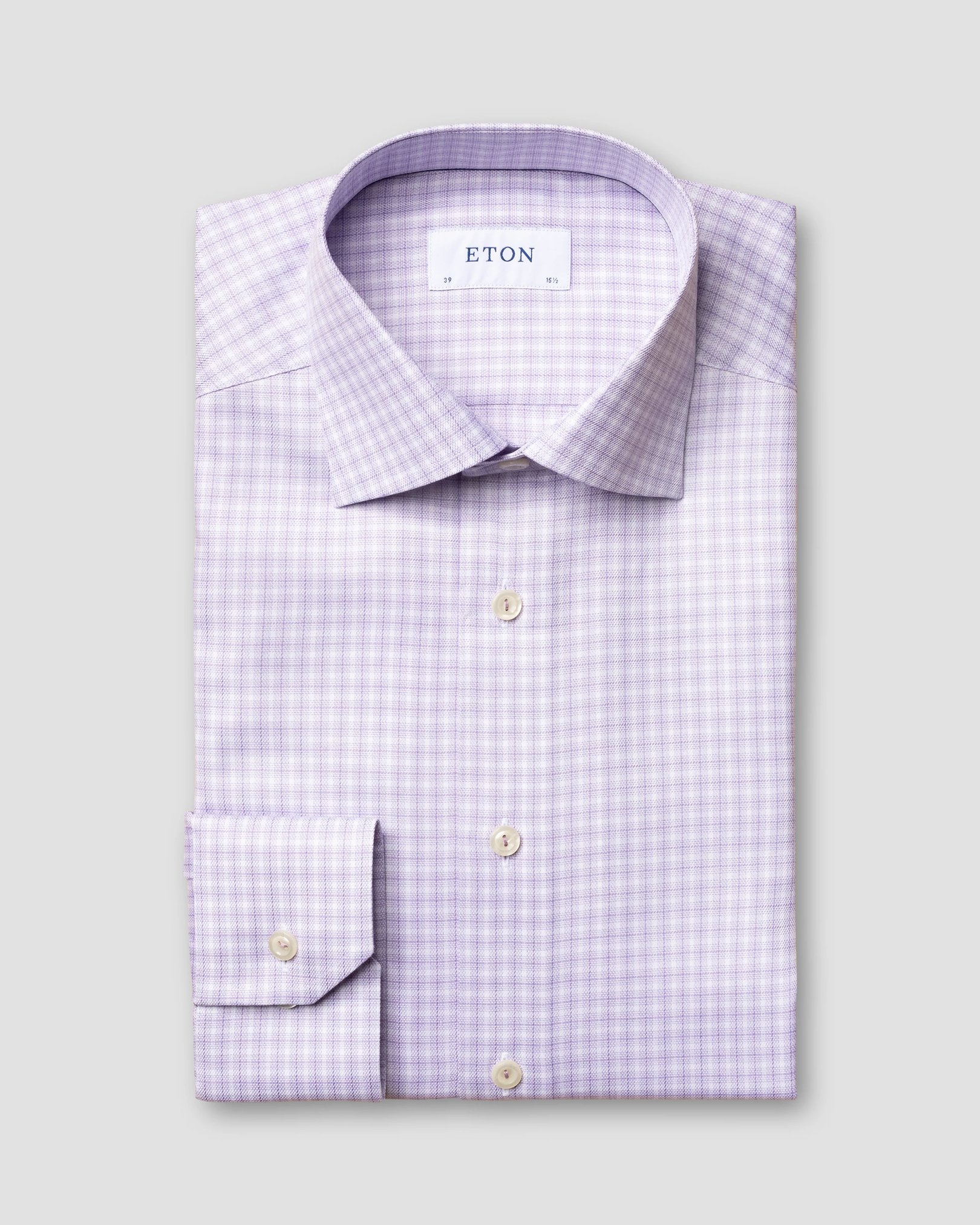 Eton - purple micro check stretch shirt