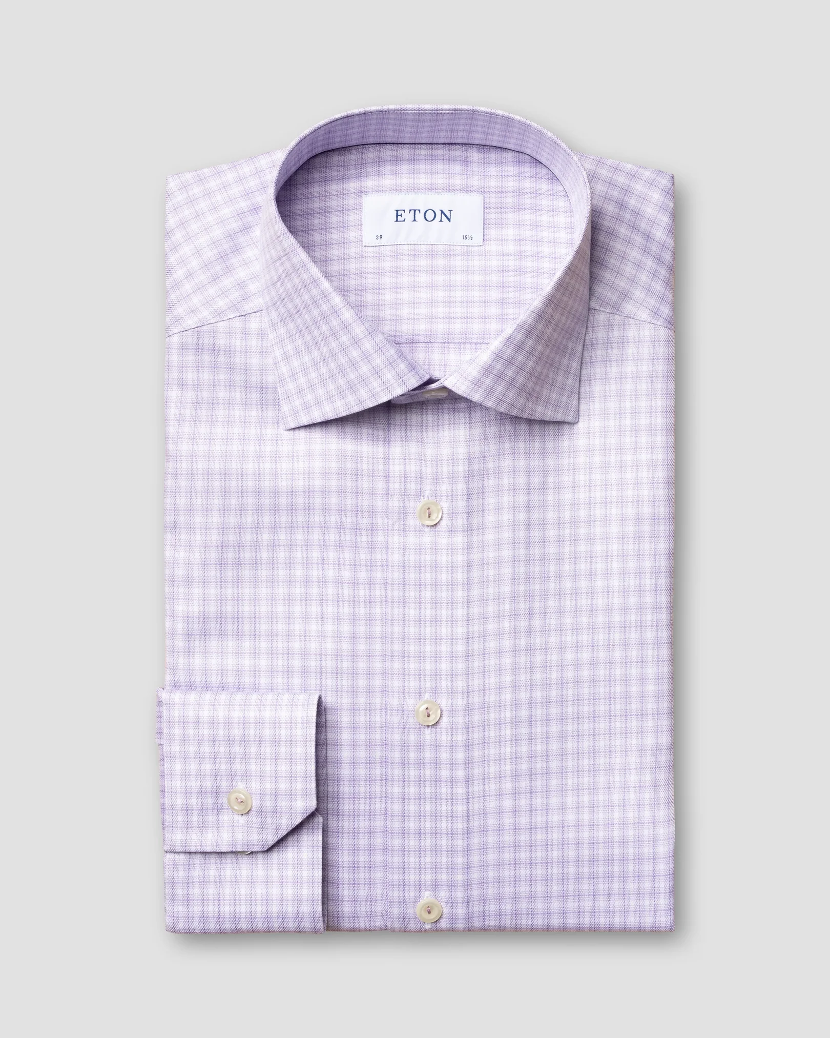 Eton - purple micro check stretch shirt
