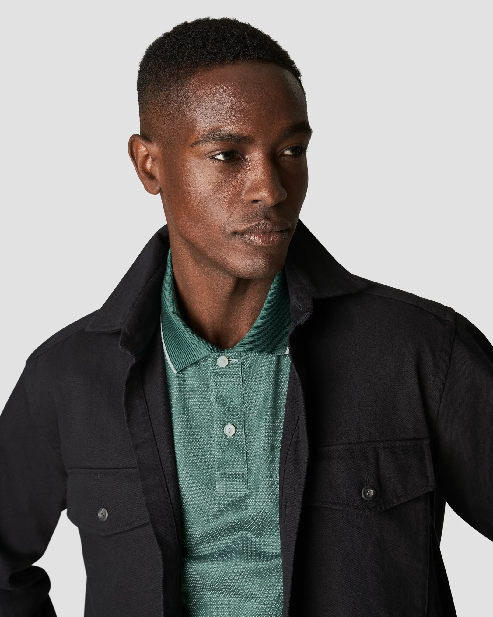 Eton - mid green knit jacquard knit
