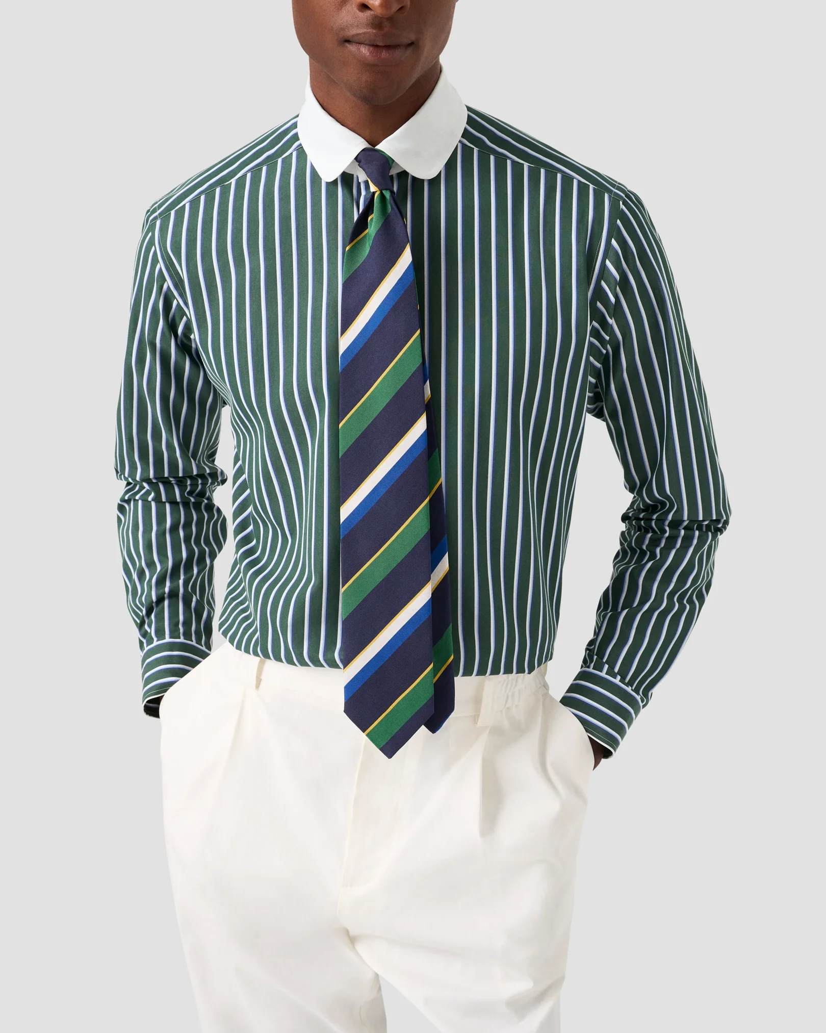 Eton - striped club collar shirt