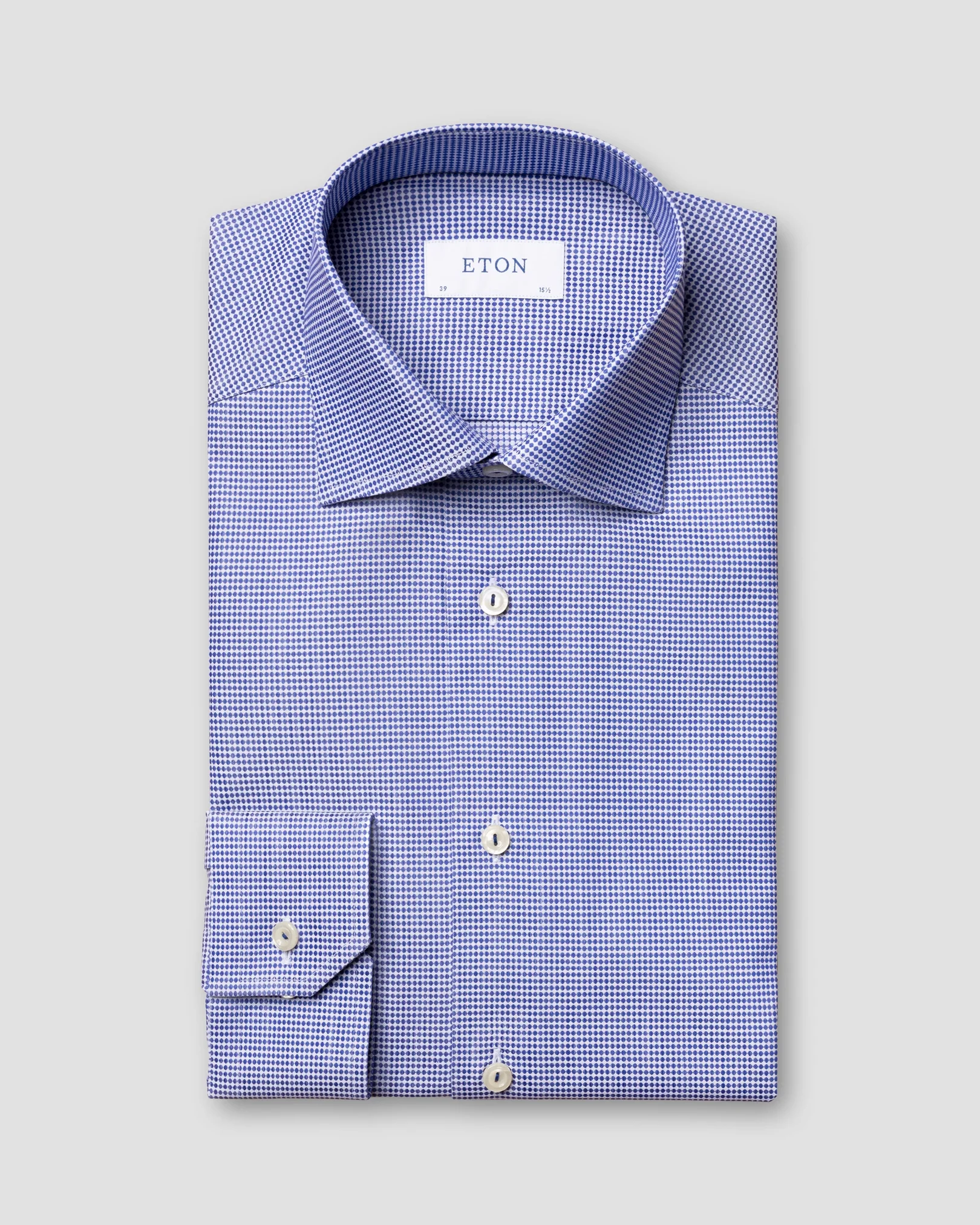 Eton - blue dots weave shirt cut away collar