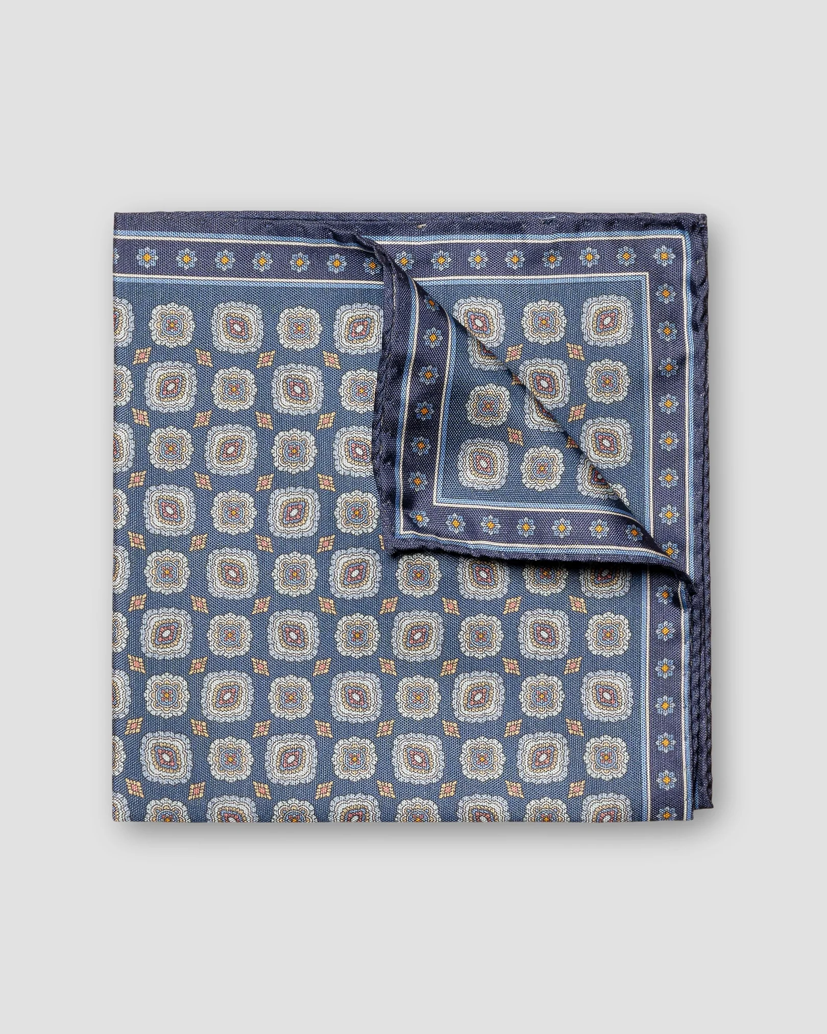 Eton - navy blue tussah silk pocket square