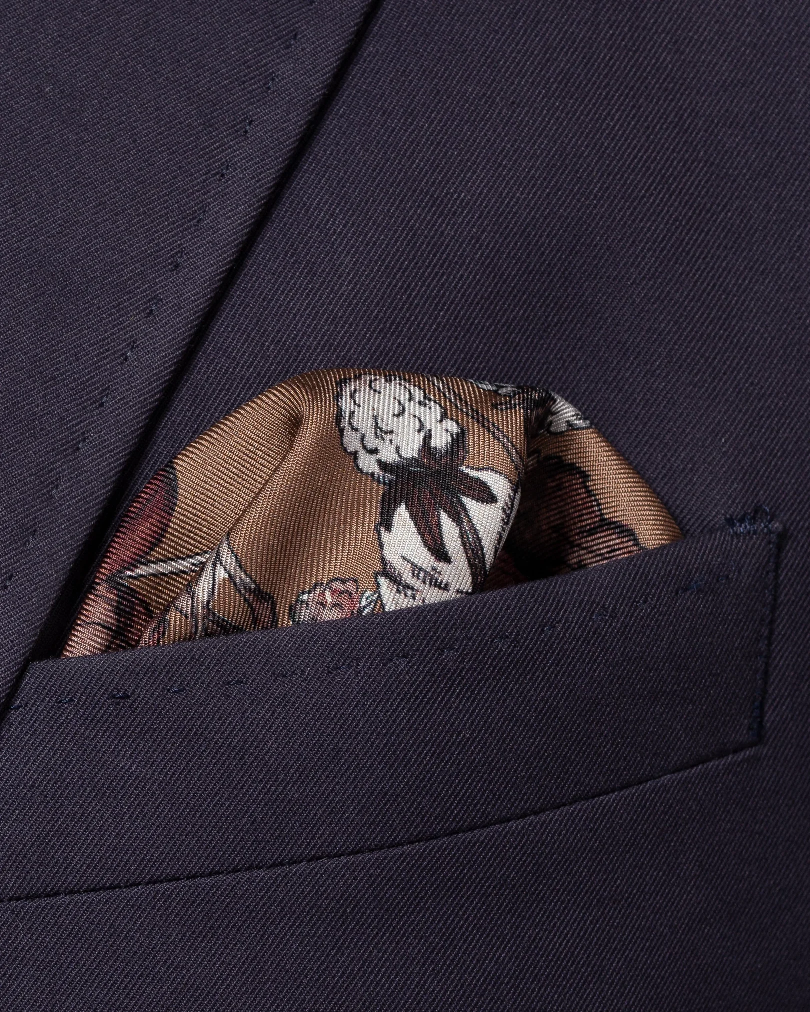 Eton - brown strawberry print silk pocket square