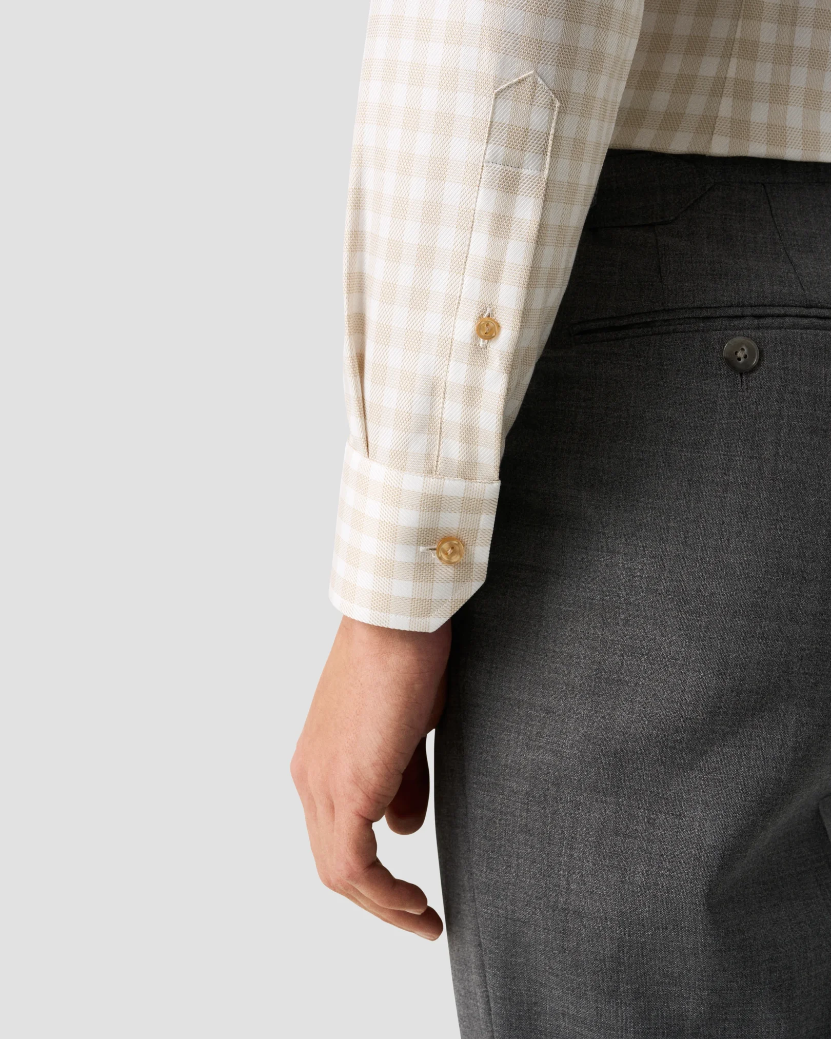 Eton - beige check signature twill shirt