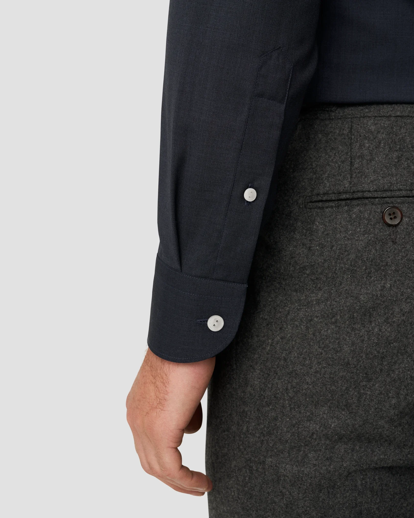 Eton - solid navy blue merino shirt