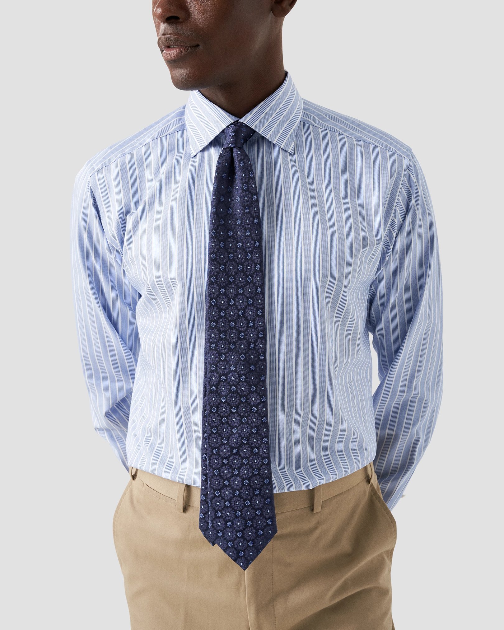 Eton - light blue cotton tencel twill