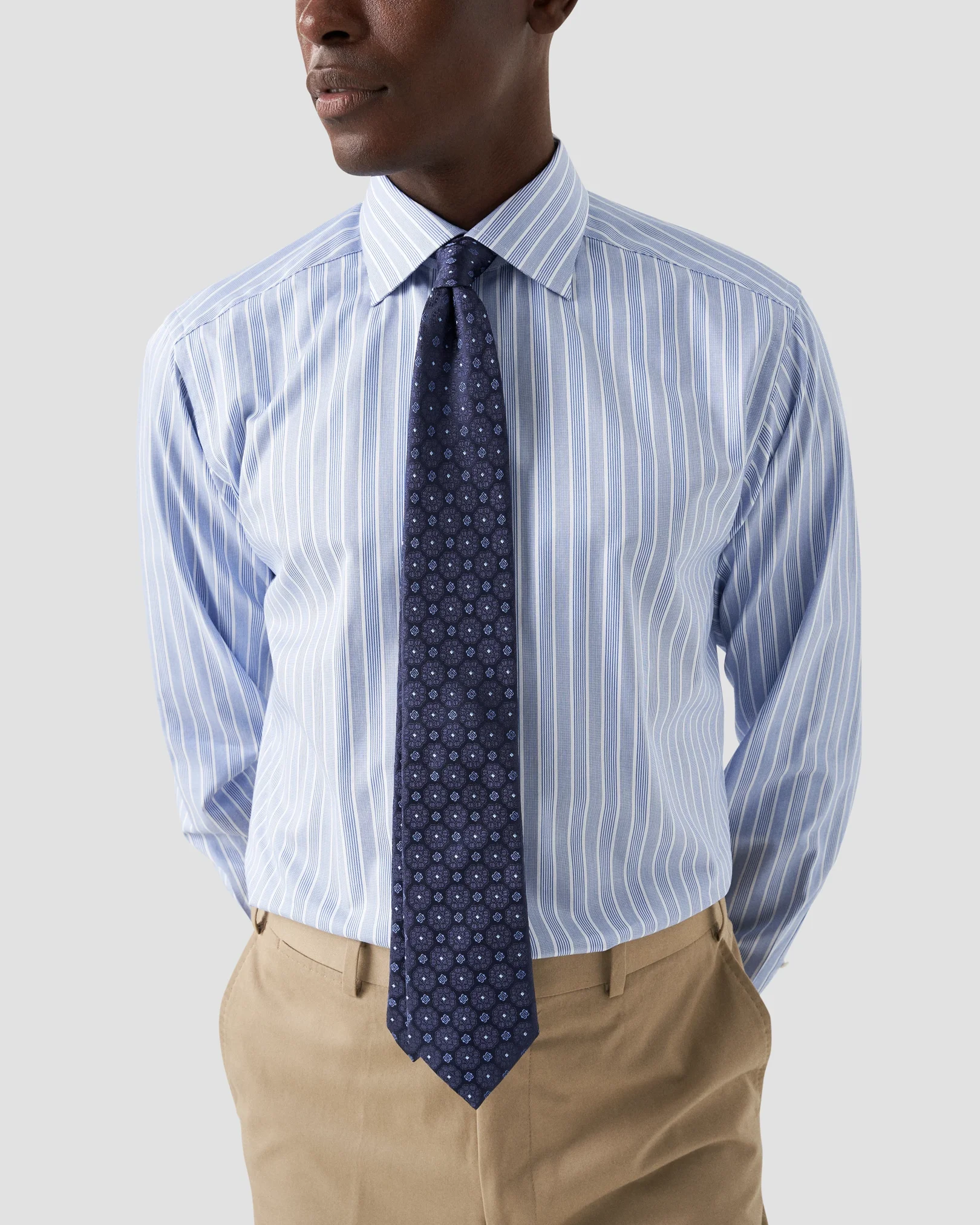 Eton - light blue cotton tencel twill