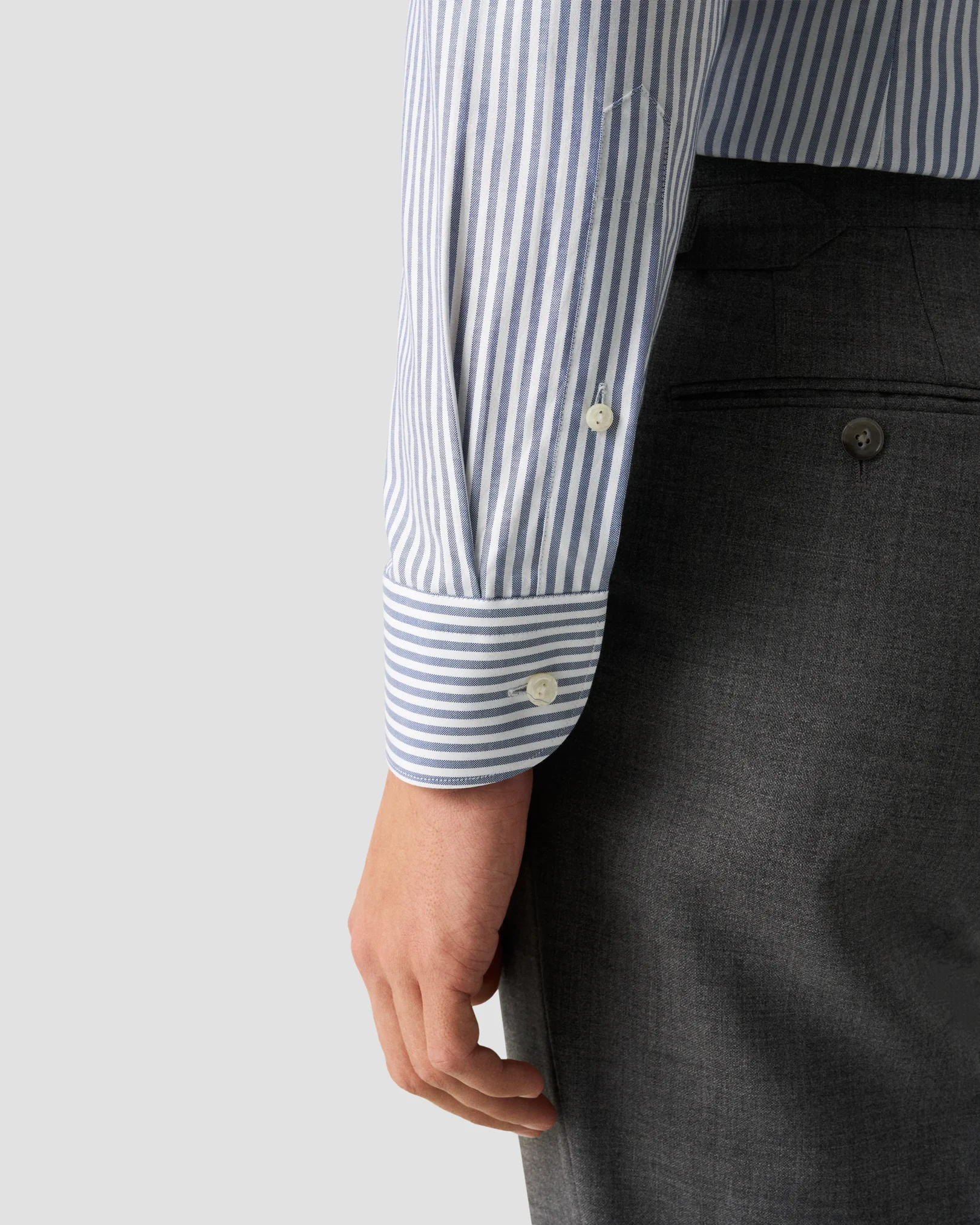 Eton - navy blue stripe signature oxford shirt