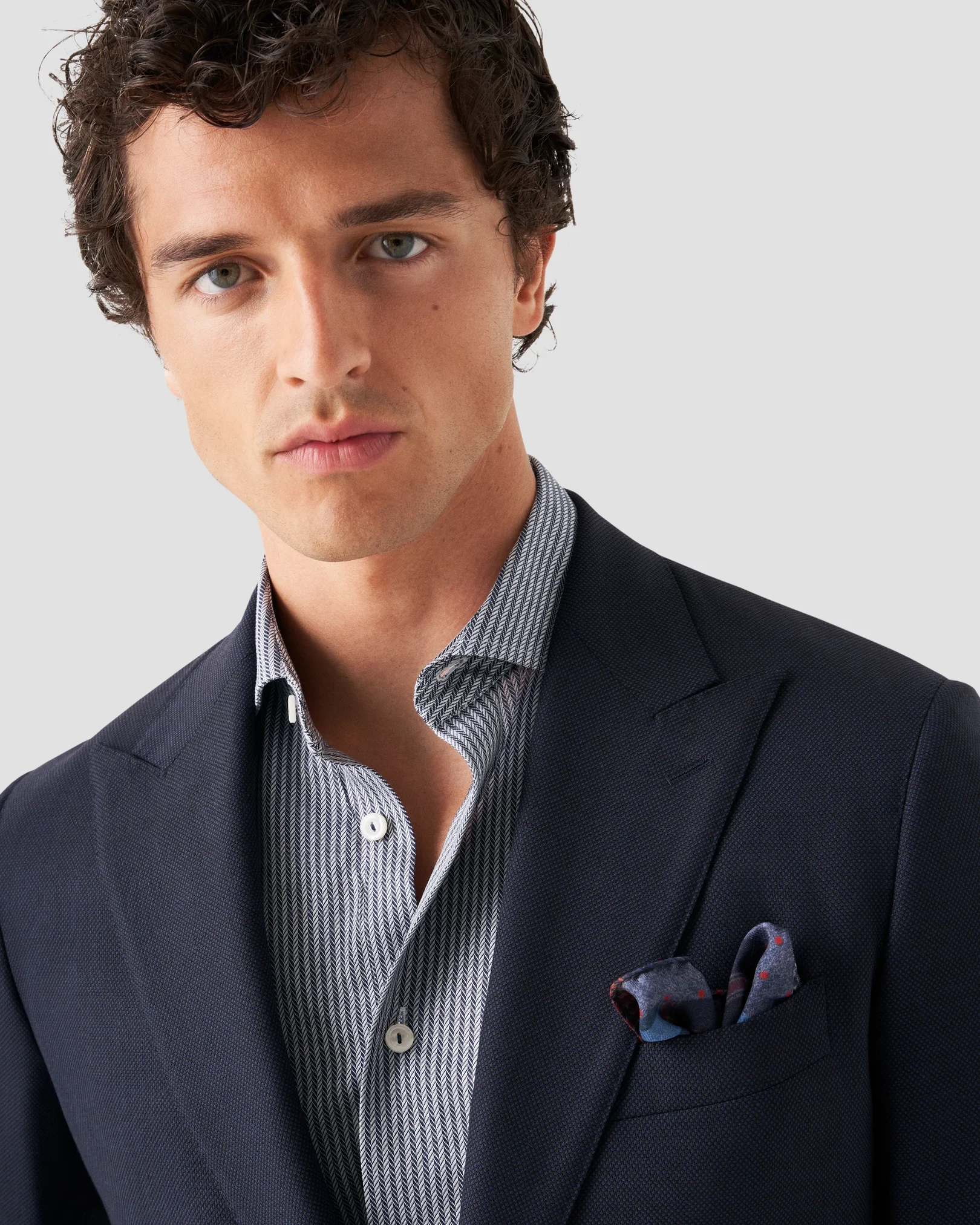 Eton - striped navy blue knit king
