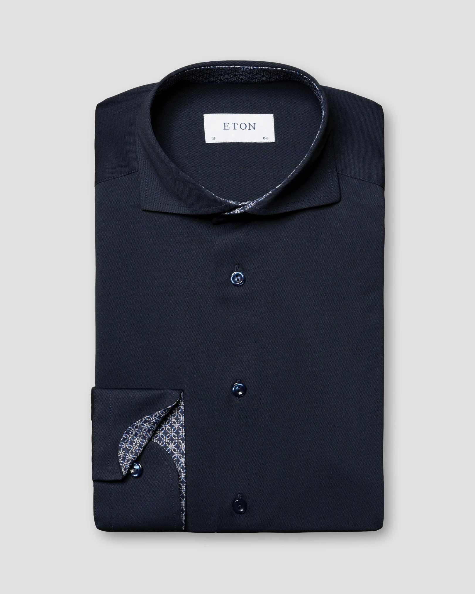 Eton - navy blue four way stretch shirt