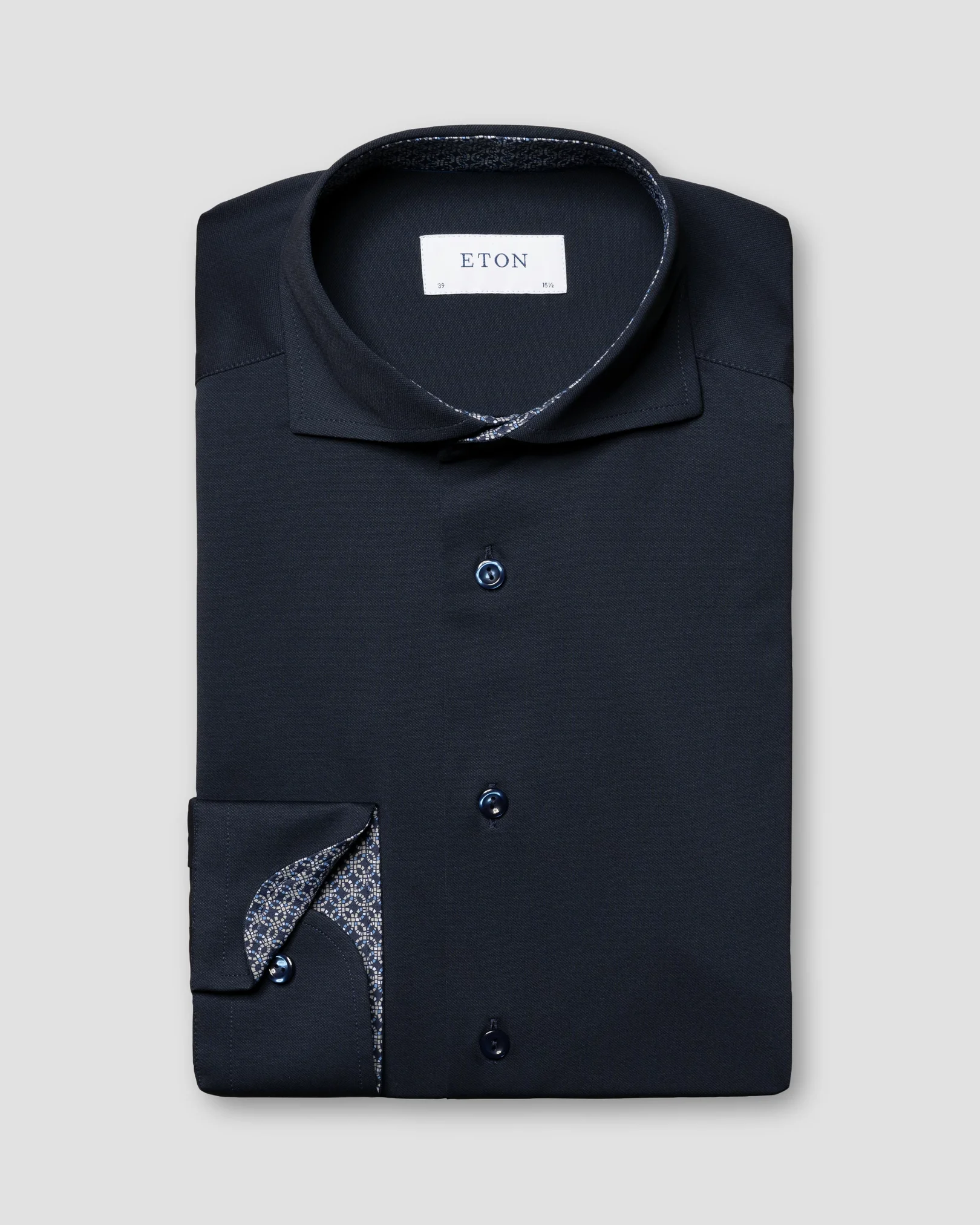 Eton - navy blue four way stretch shirt