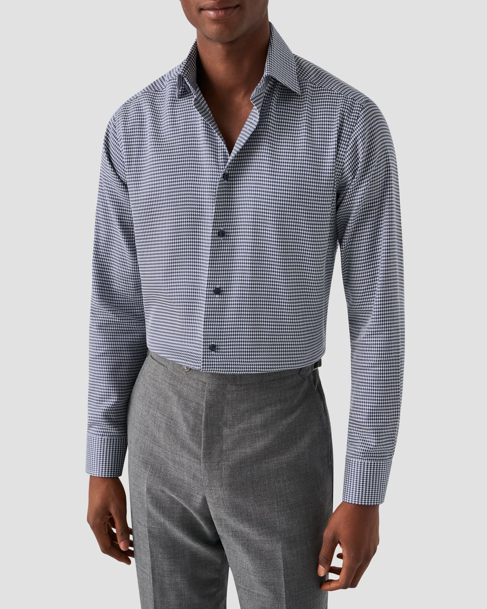 Eton - navy houndstooth signature twill