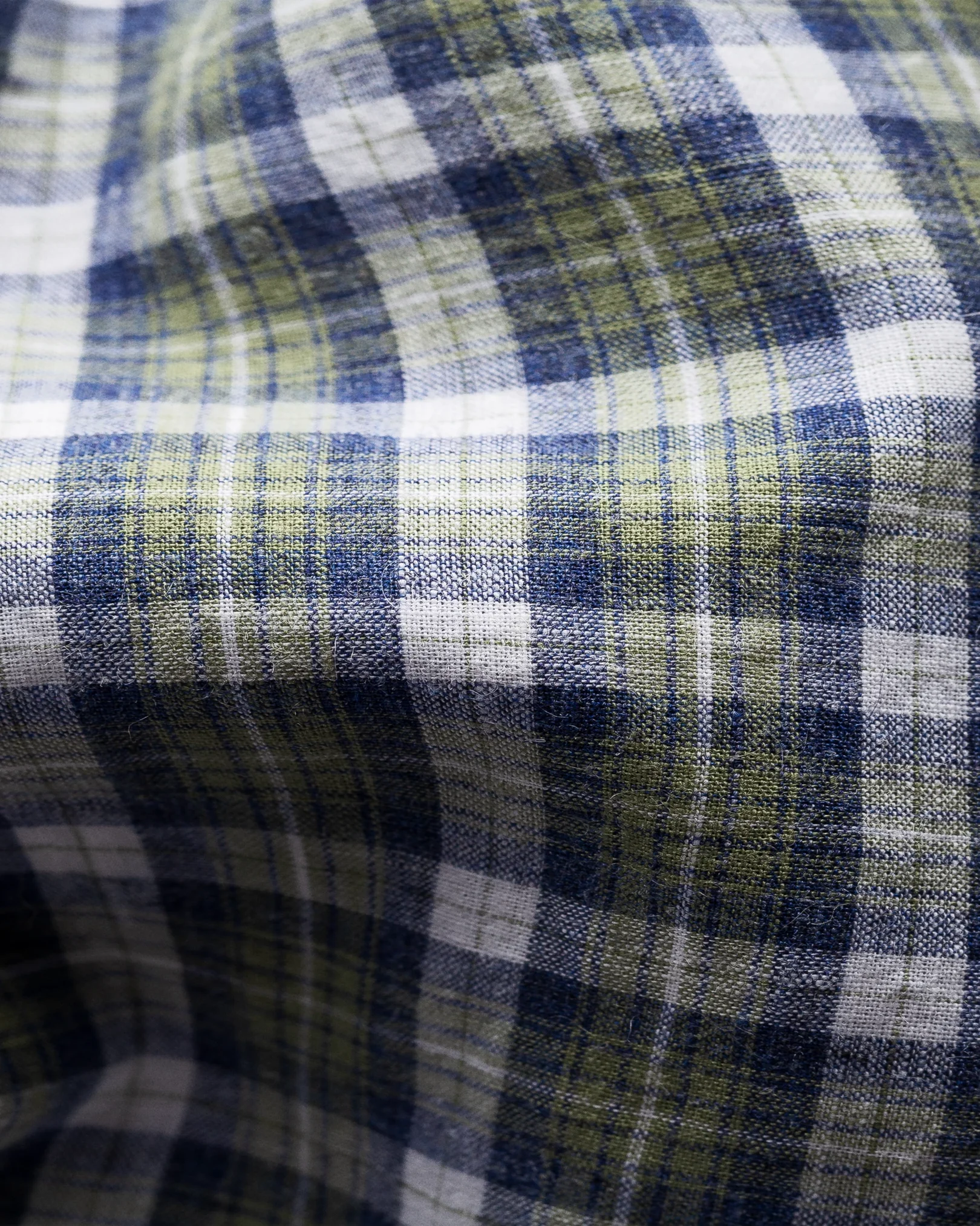 Eton - blue and green cotton linen shirt soft