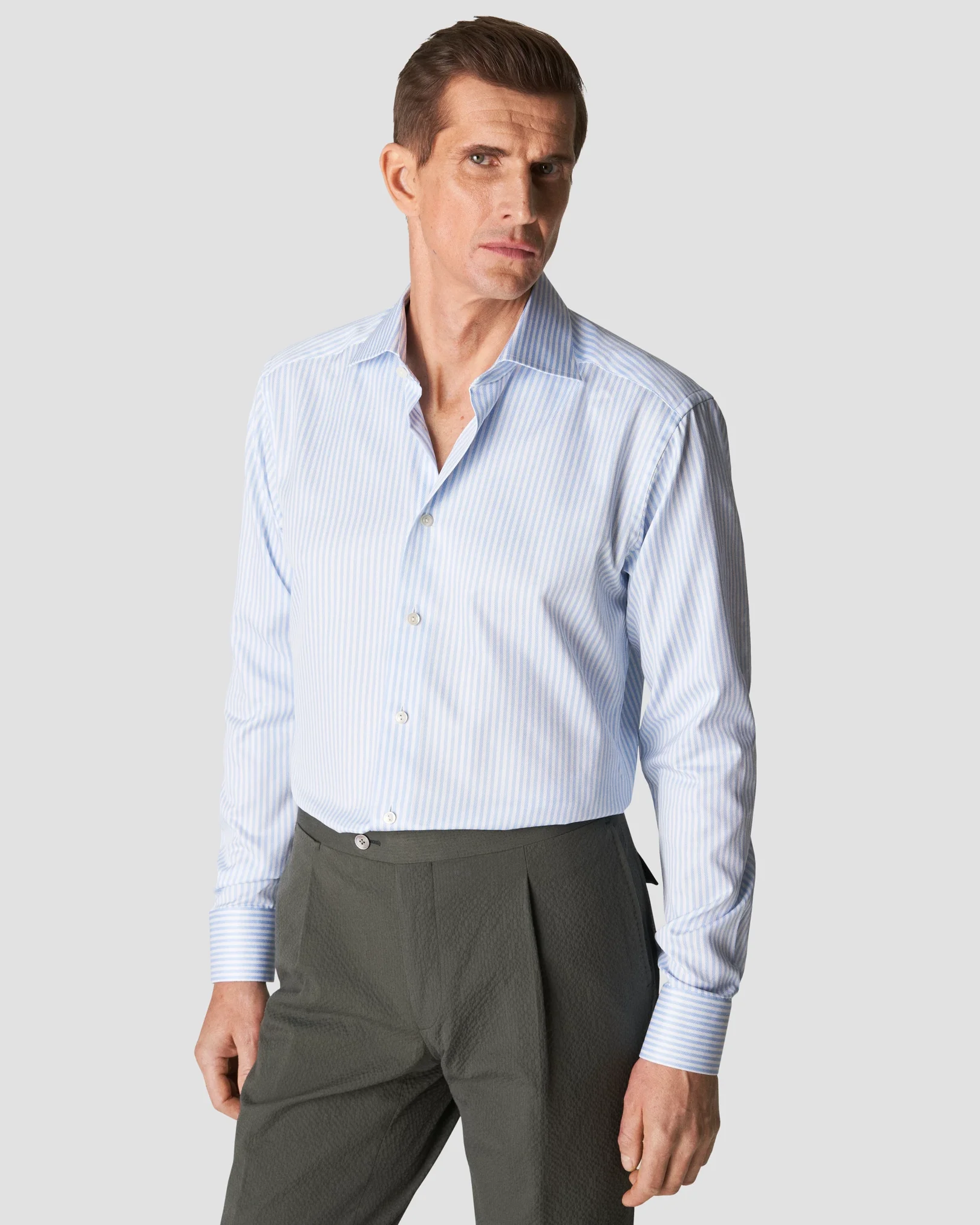 Eton - light blue signature twill classic stripes