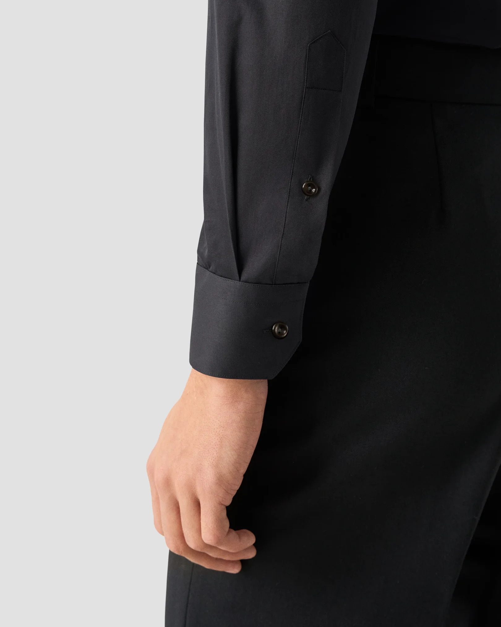 Eton - black solid elevated twill shirt