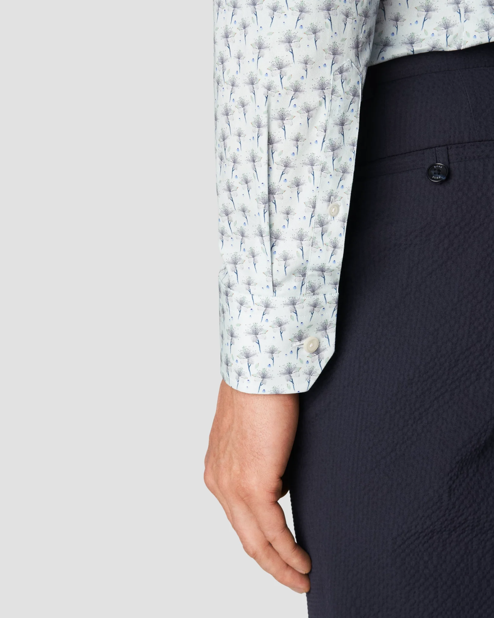 Eton - light blue signature twill floral print